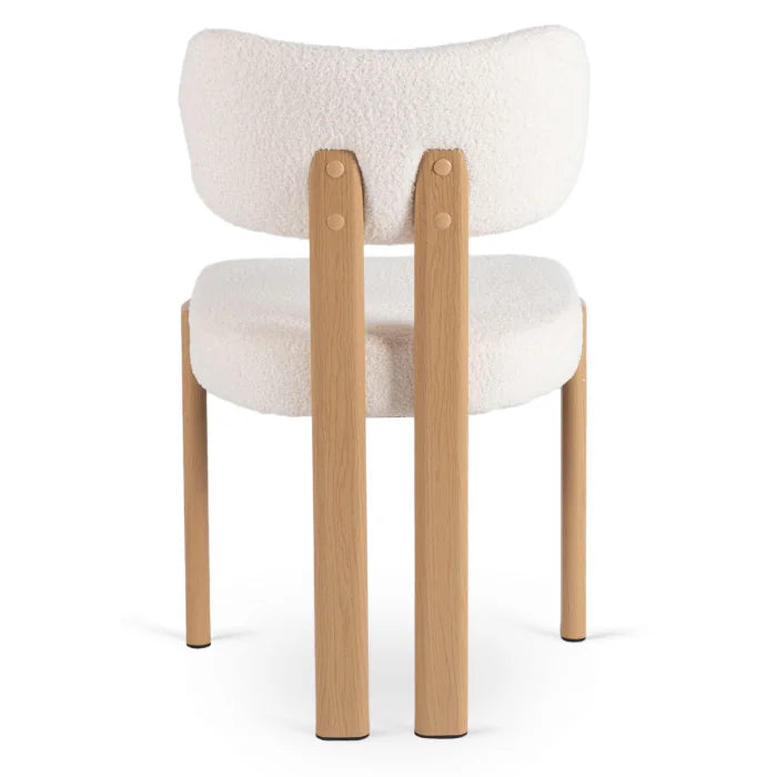 Elite GRENADA Upholstered Chair Oak/Cream Bouclé Modern