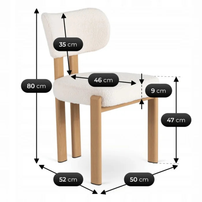 Elite GRENADA Upholstered Chair Oak/Cream Bouclé Modern