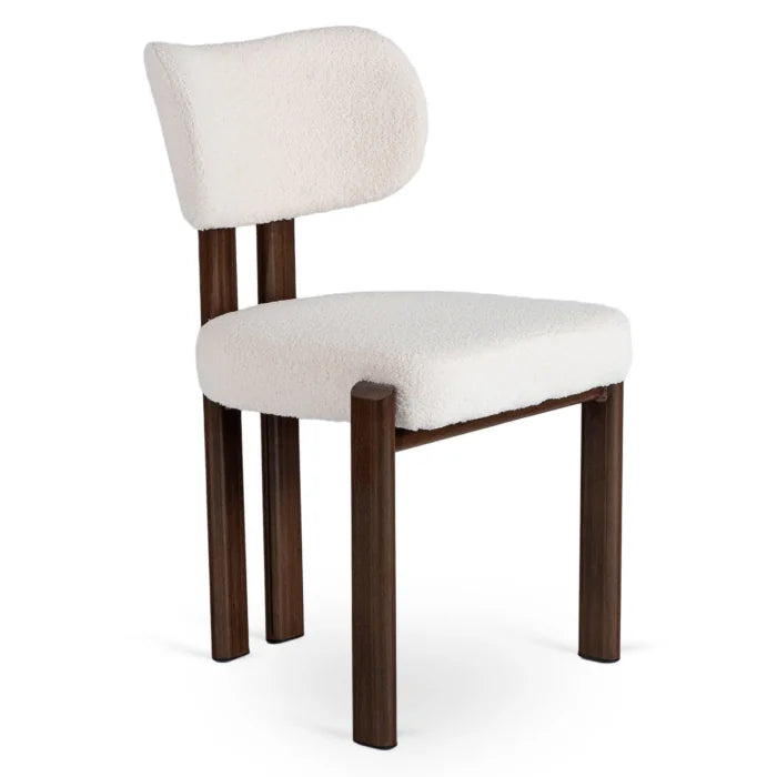 Elite GRENADA Upholstered Chair Walnut/Cream Bouclé Modern