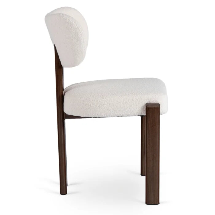 Elite GRENADA Upholstered Chair Walnut/Cream Bouclé Modern