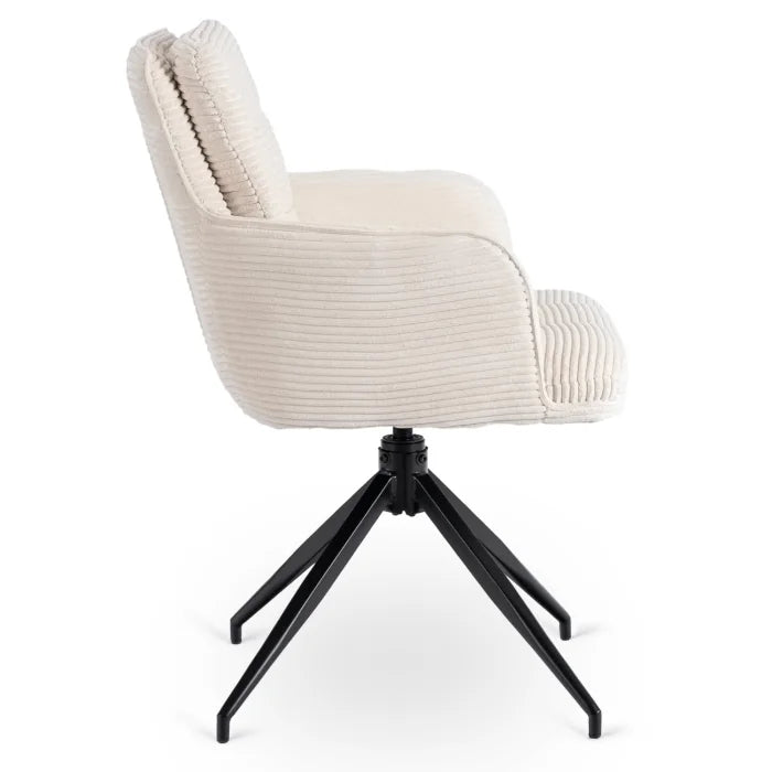 Elite AKITA Modern Upholstered Swivel Chair-Modern Cream Corduroy