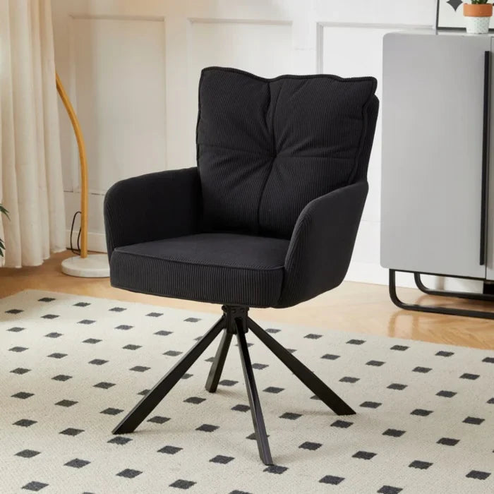 Elite CITY Modern swivel chair in black corduroy