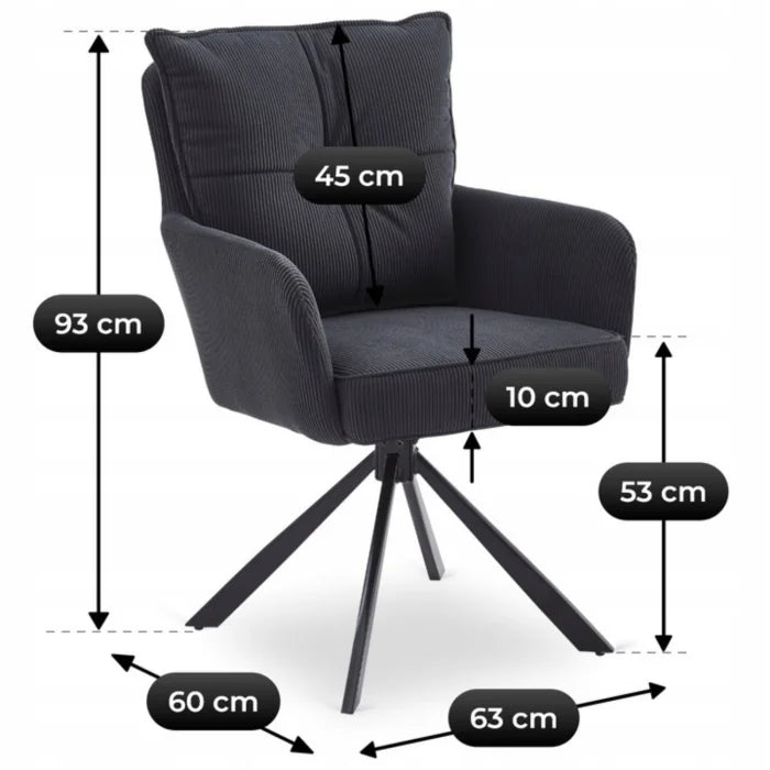 Elite CITY Modern swivel chair in black corduroy