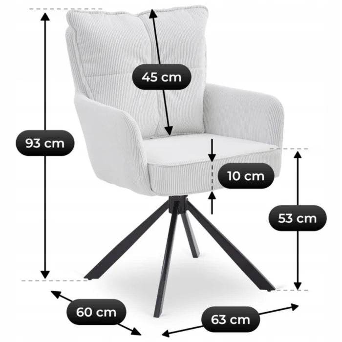 Elite CITY Modern swivel chair in cream corduroy