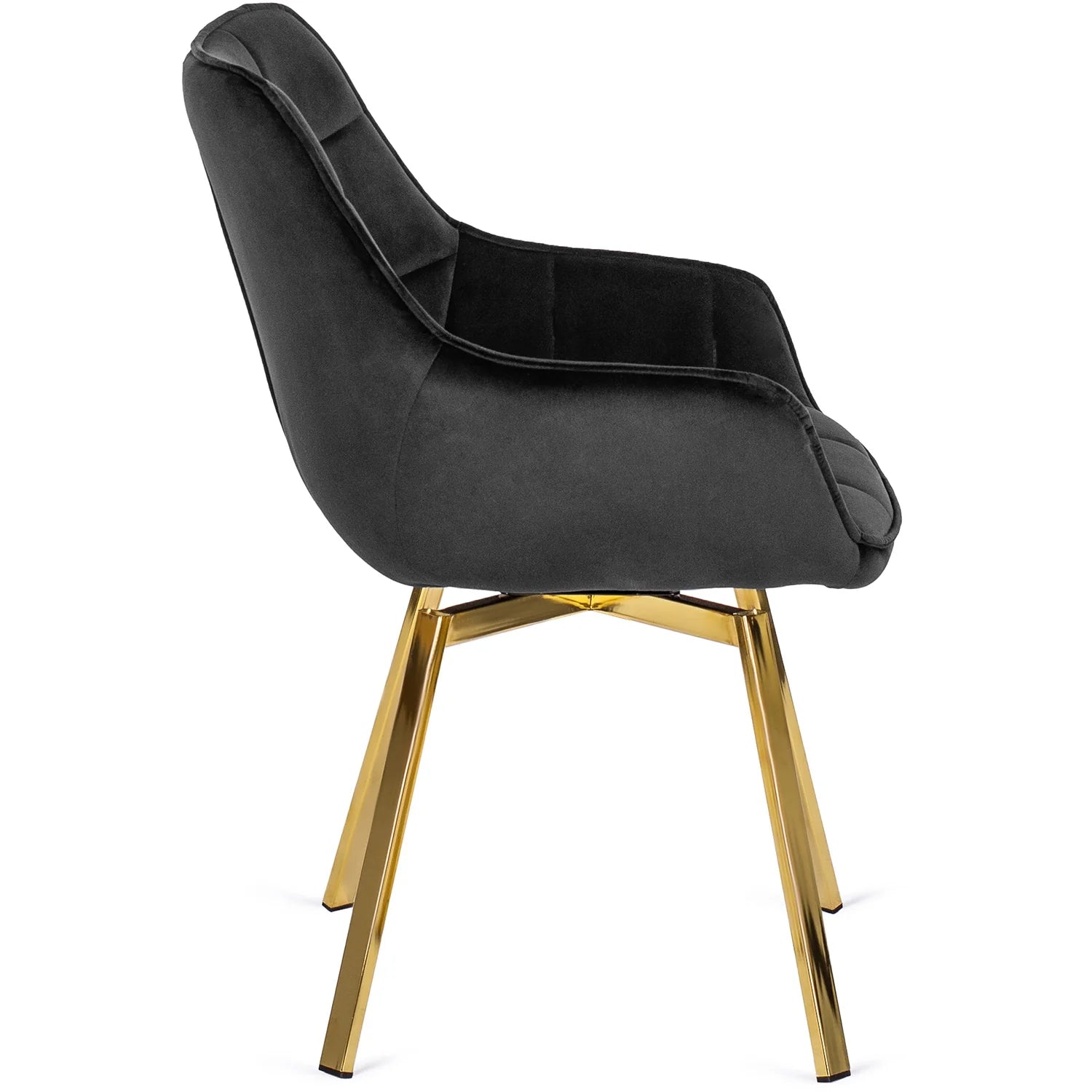 Elite MIA Swivel Velvet Chair – Luxurious Black & Gold Design