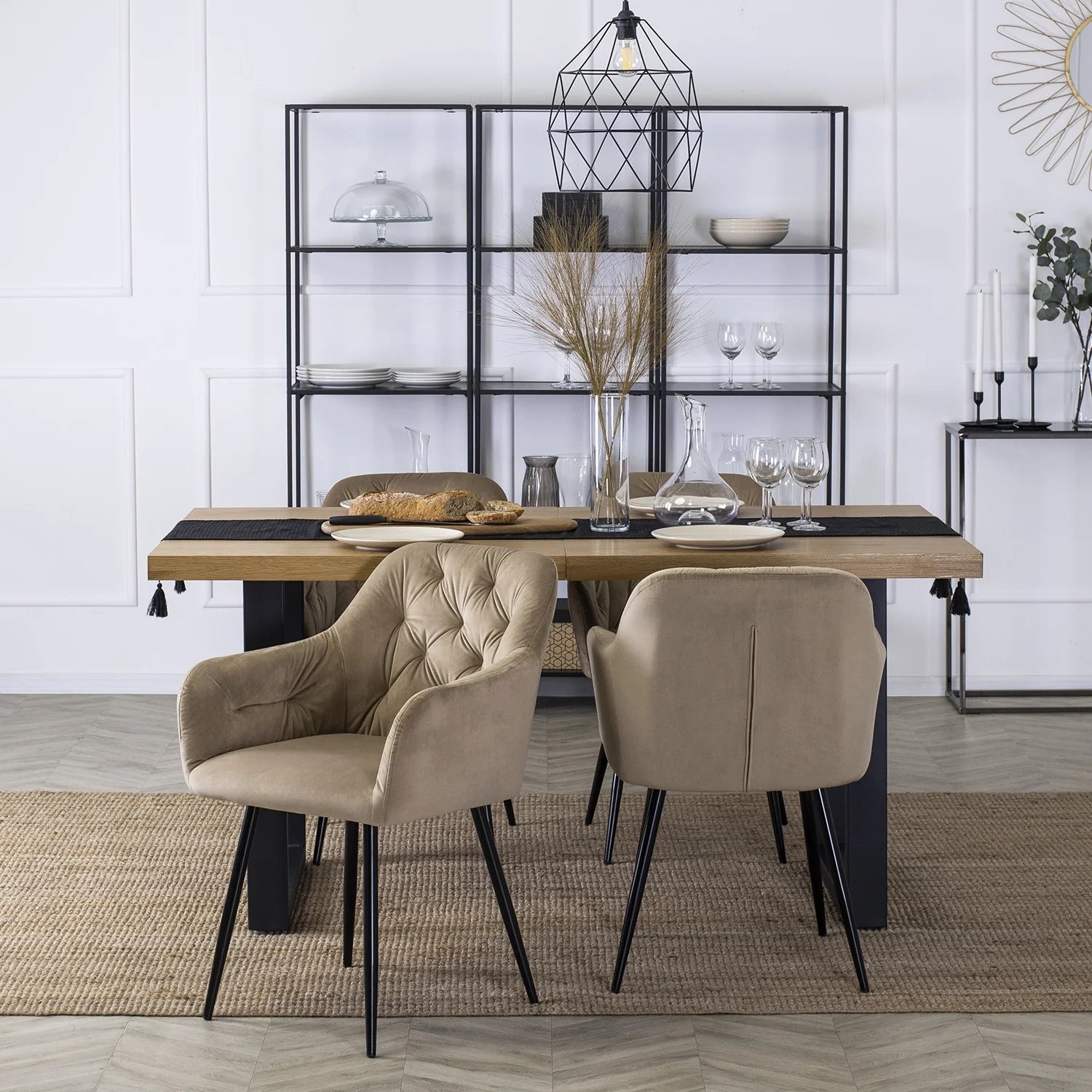 Elite VIKI Beige Velvet Chair – A Blend of Comfort & Elegance