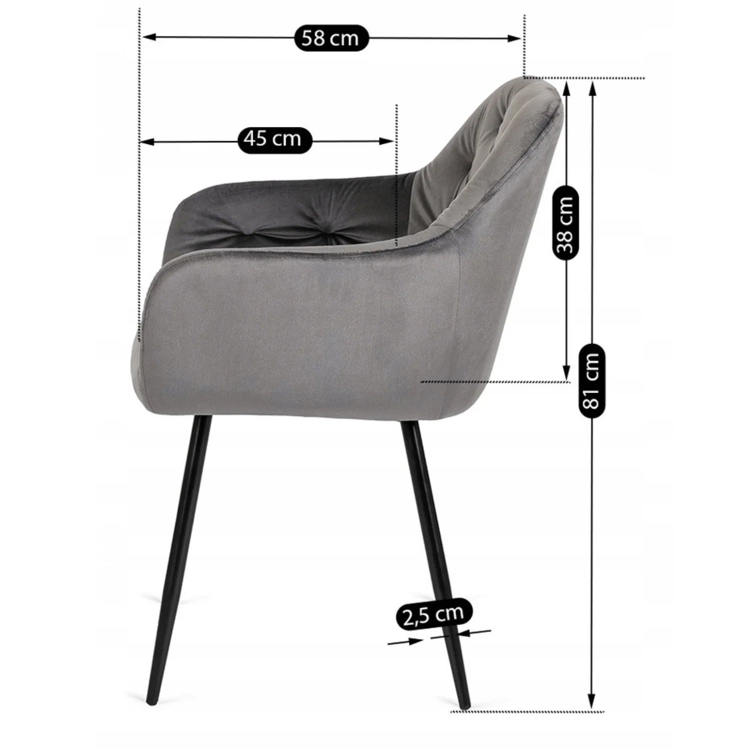 Elite VIKI Grauer Samtstuhl – Eine Mischung aus Eleganz und Komfort