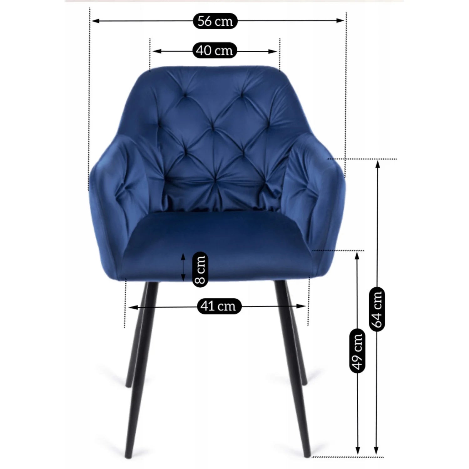 Elite VIKI Navy Blue Velvet Chair – Luxurious & Stylish Comfort