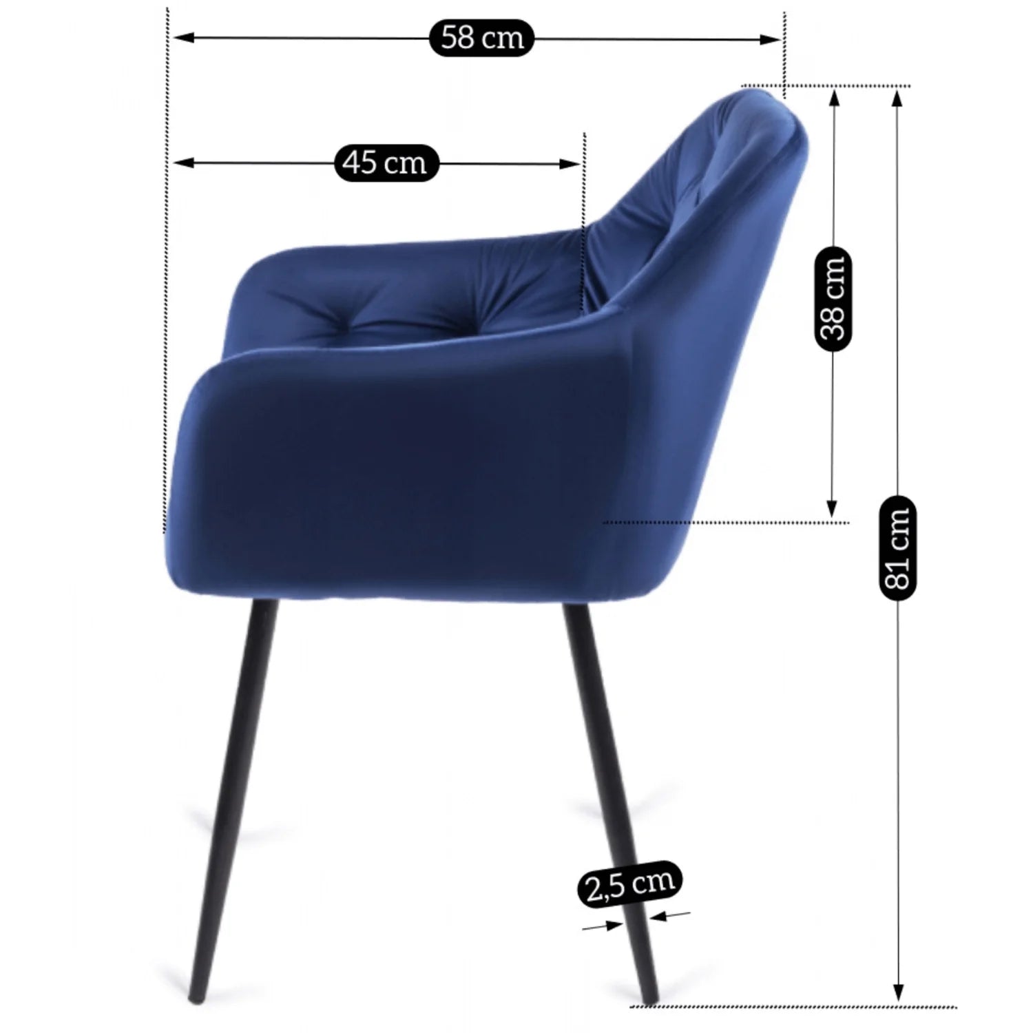 Elite VIKI Navy Blue Velvet Chair – Luxurious & Stylish Comfort