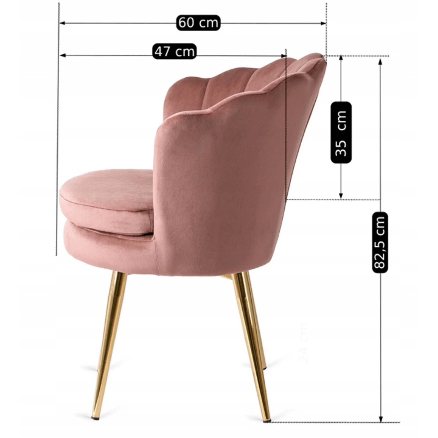 Elite VIOLA Chair – Luxurious Pink Velvet with Gold Legs