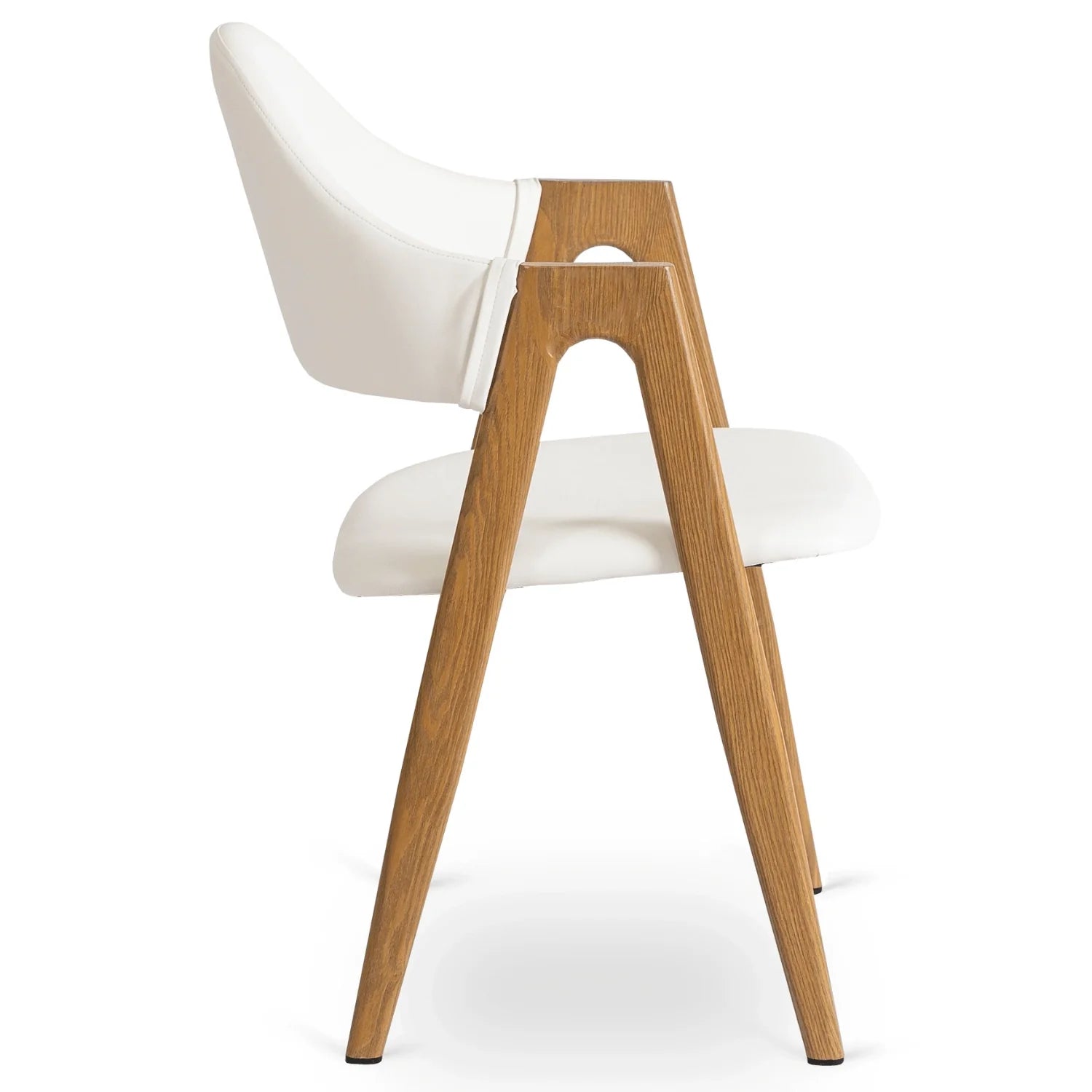 Elite WILLY Stuhl – Weißes Öko-Leder & Gestell aus goldener Eiche