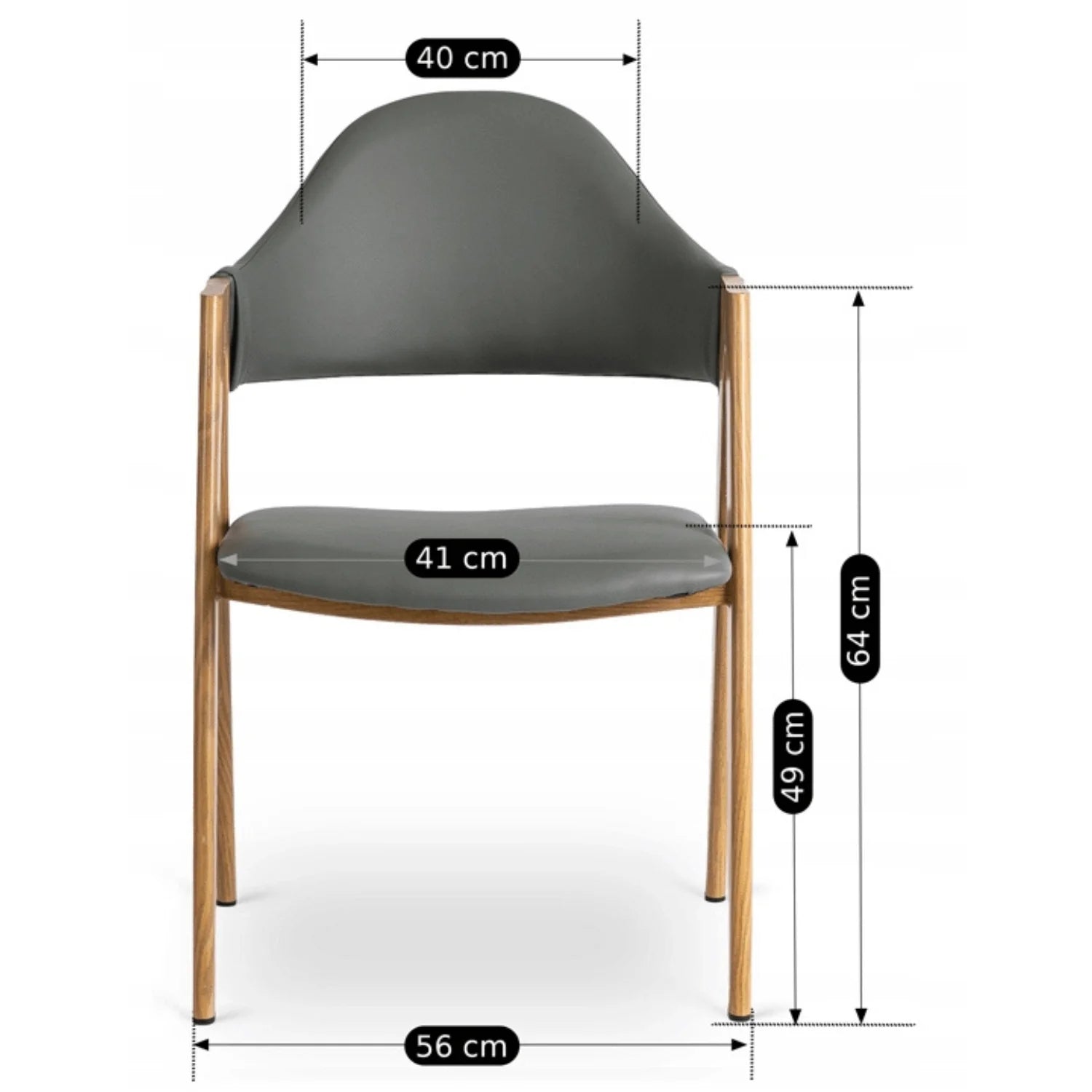 Elite WILLY Stuhl – Graues Öko-Leder & Gestell aus goldener Eiche