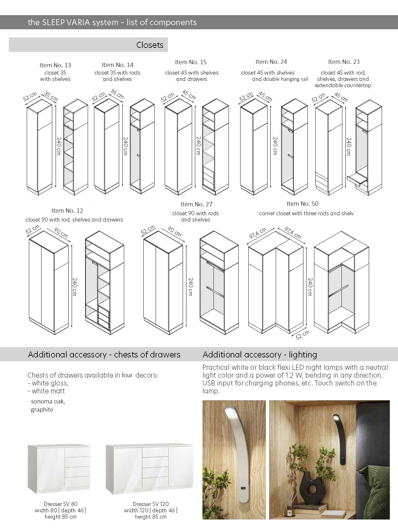 SLEEP VARIA Customizable Bedroom Build-in System with Nightstands – Oiled Oak / White Gloss