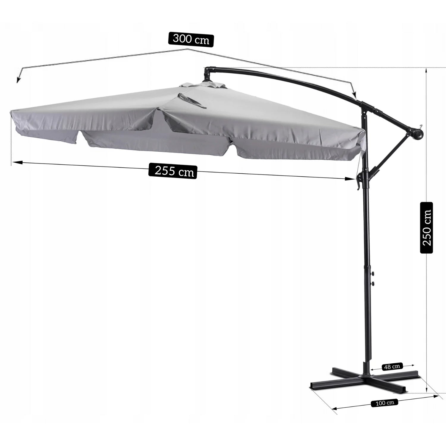 Elite AKRON Gartenschirm Hellgrau - Großer wasserdichter Sonnenschirm für den Außenbereich