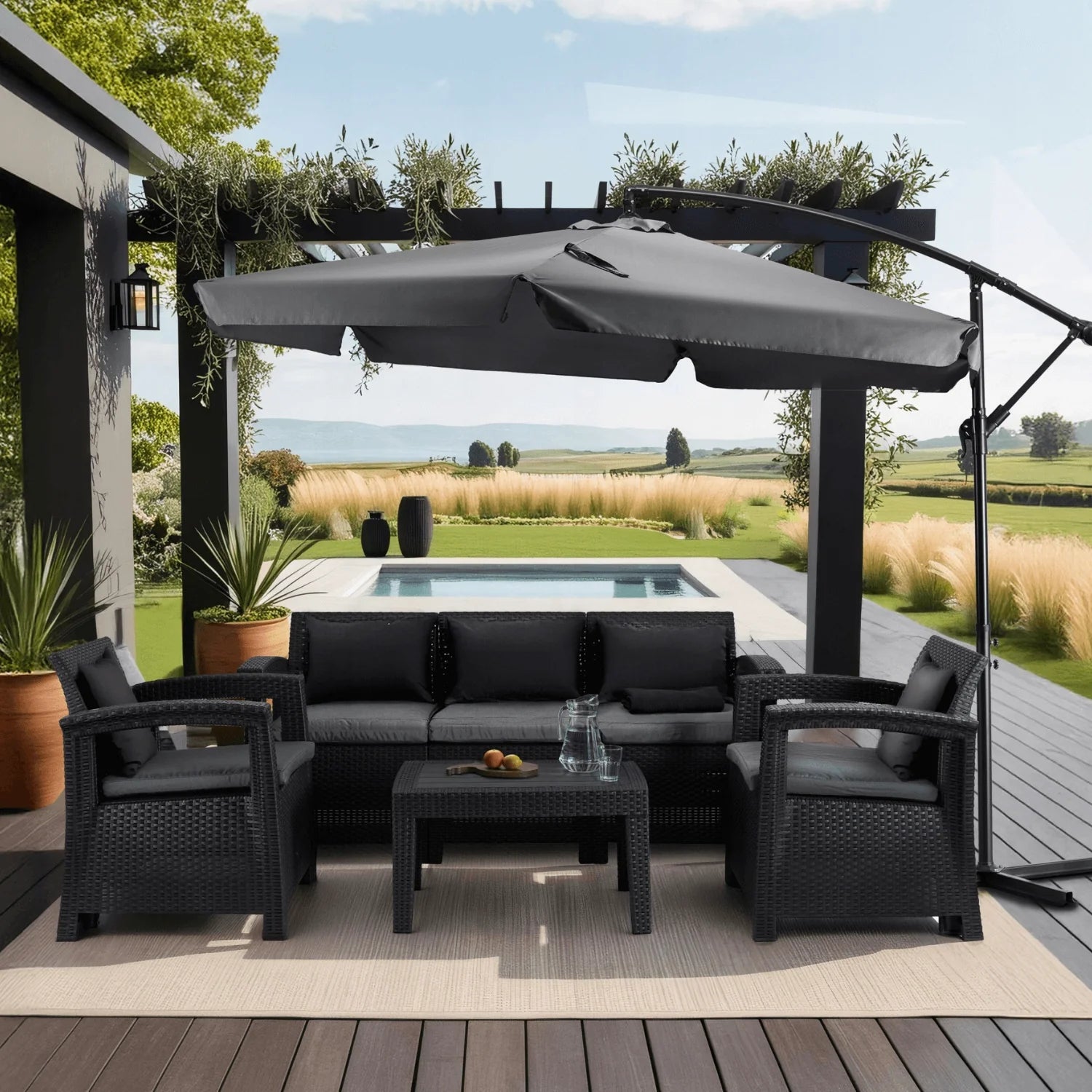 Elite AKRON Garden Umbrella Grey - Stylish & Functional Shade