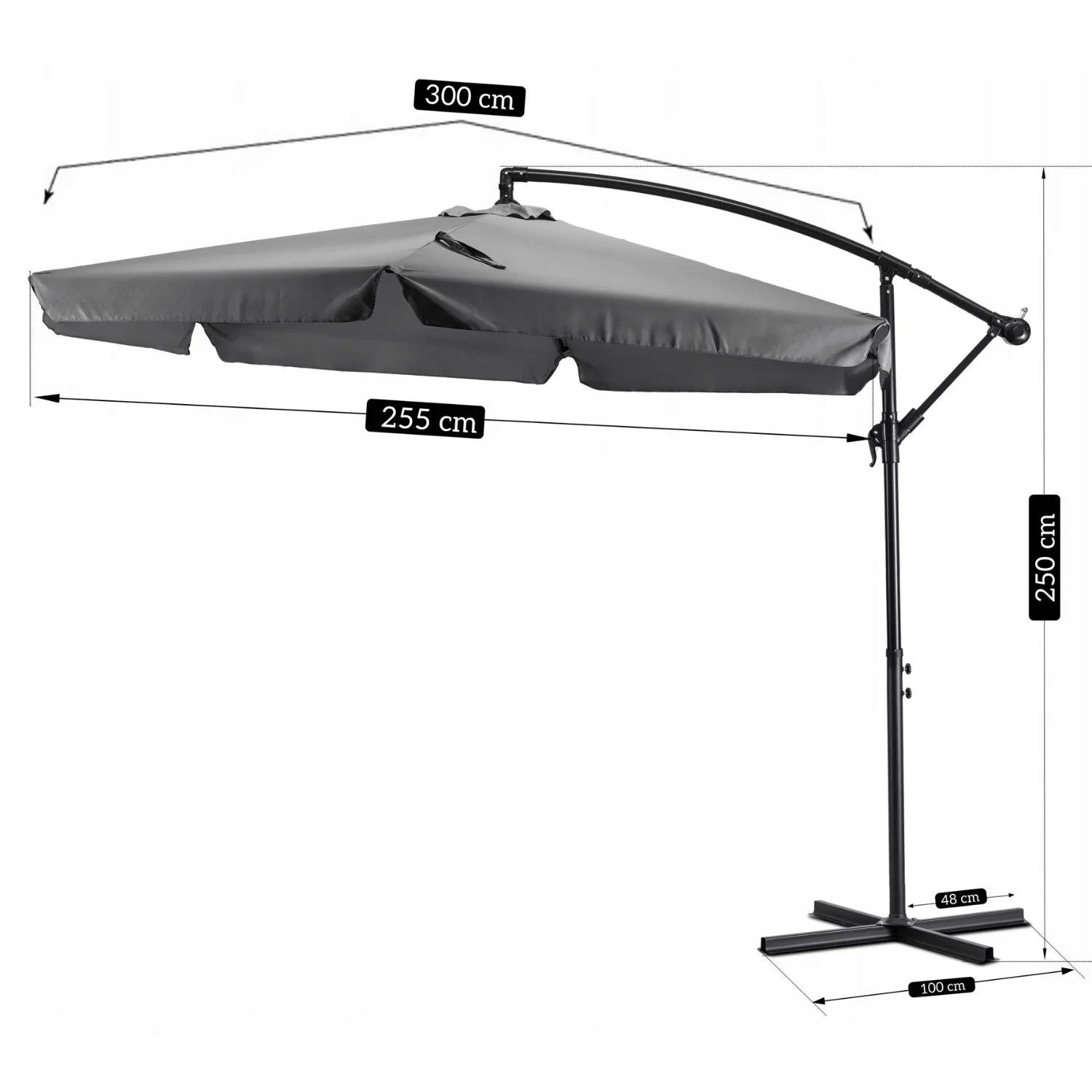 Elite AKRON Gartenschirm Grau - Stilvoller & funktionaler Schattenspender