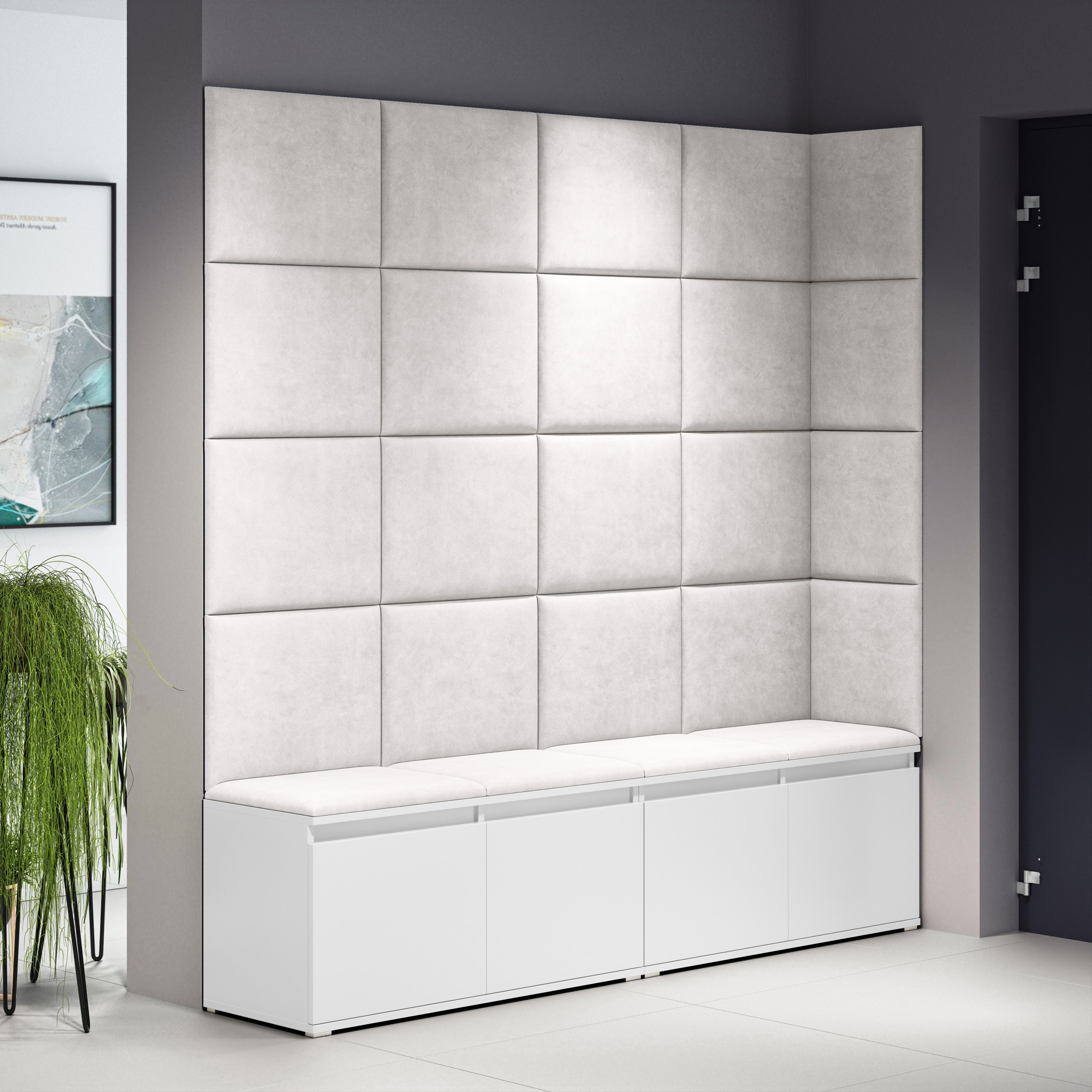 PK Emi 3 Hallway Wardrobe White - Upholstered Panels in Various Colours