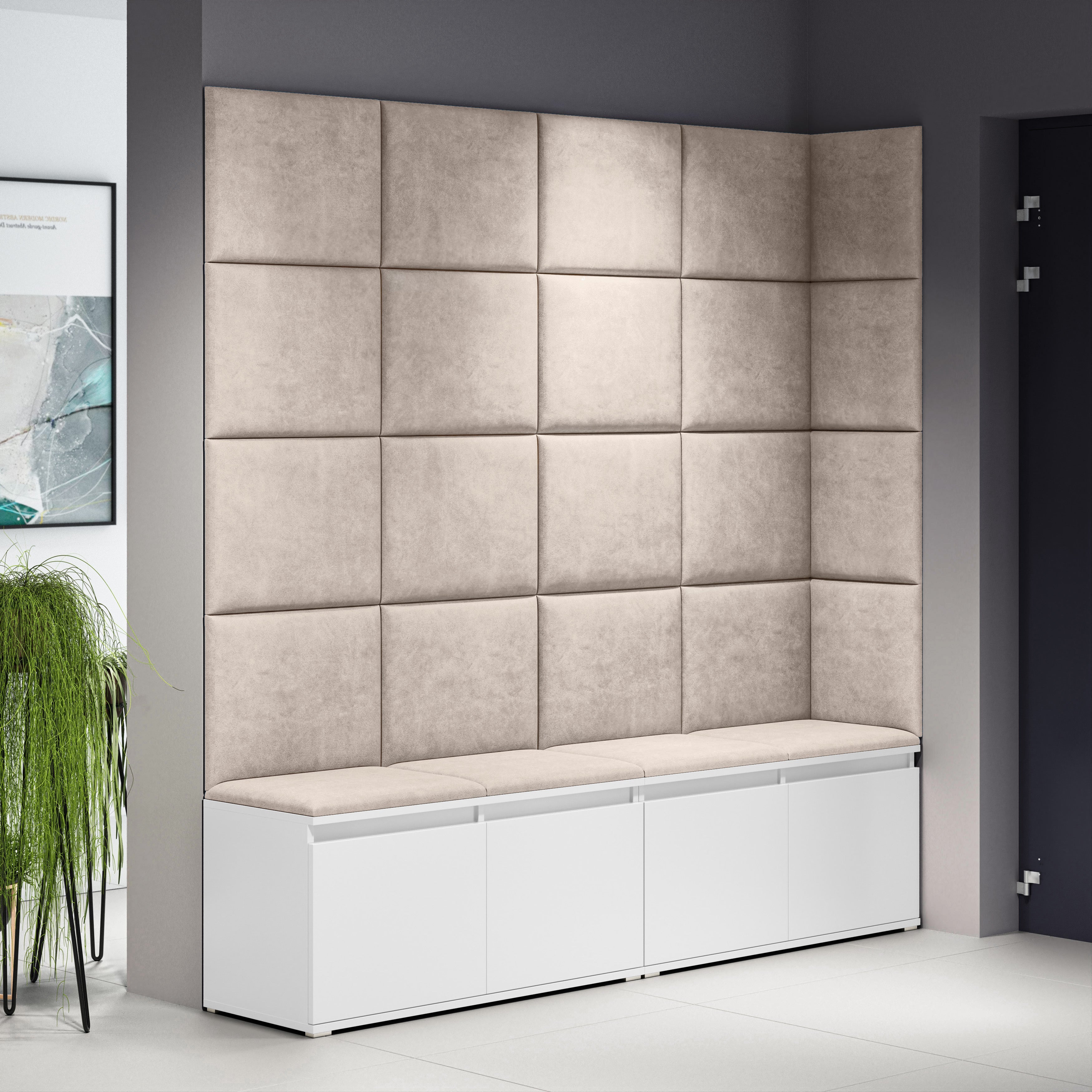 PK Emi 3 Hallway Wardrobe White - Upholstered Panels in Various Colours