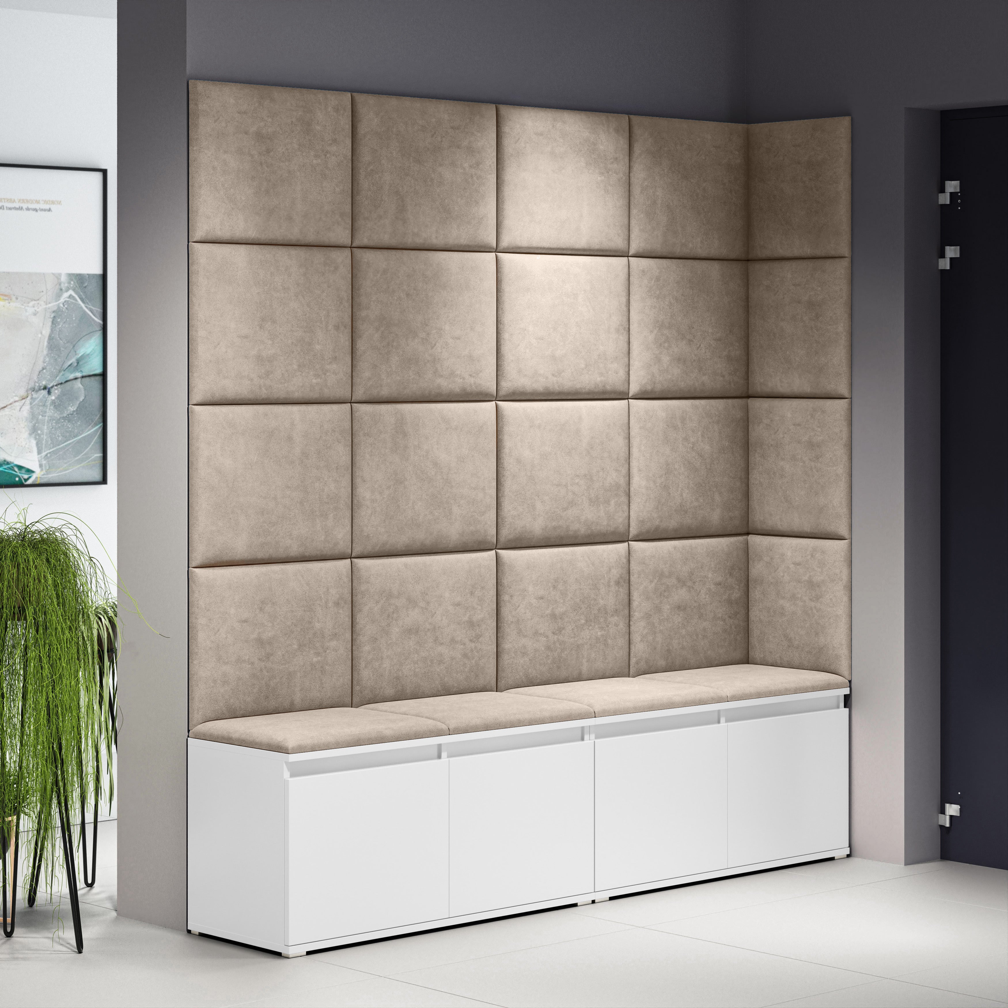 PK Emi 3 Hallway Wardrobe White - Upholstered Panels in Various Colours