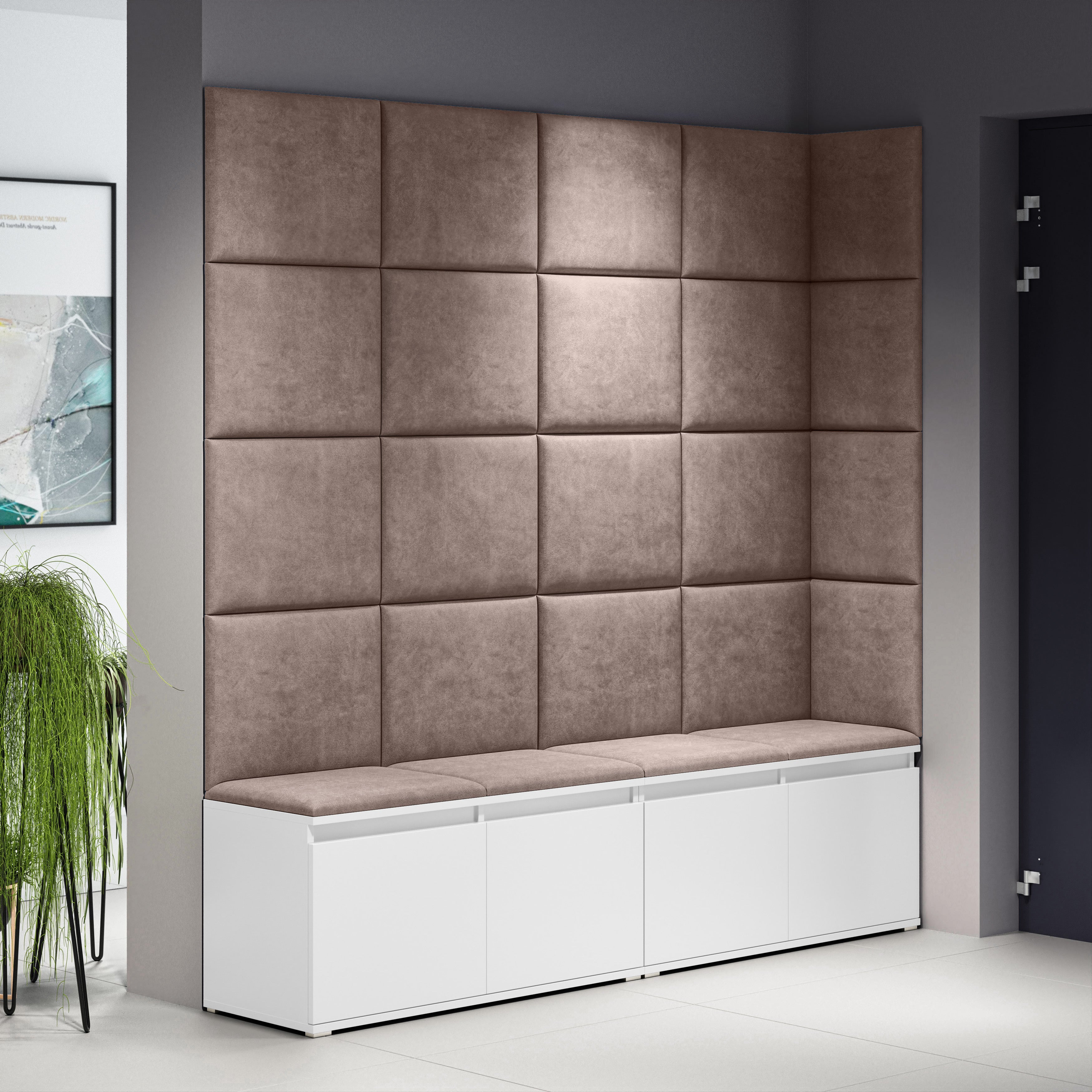 PK Emi 3 Hallway Wardrobe White - Upholstered Panels in Various Colours