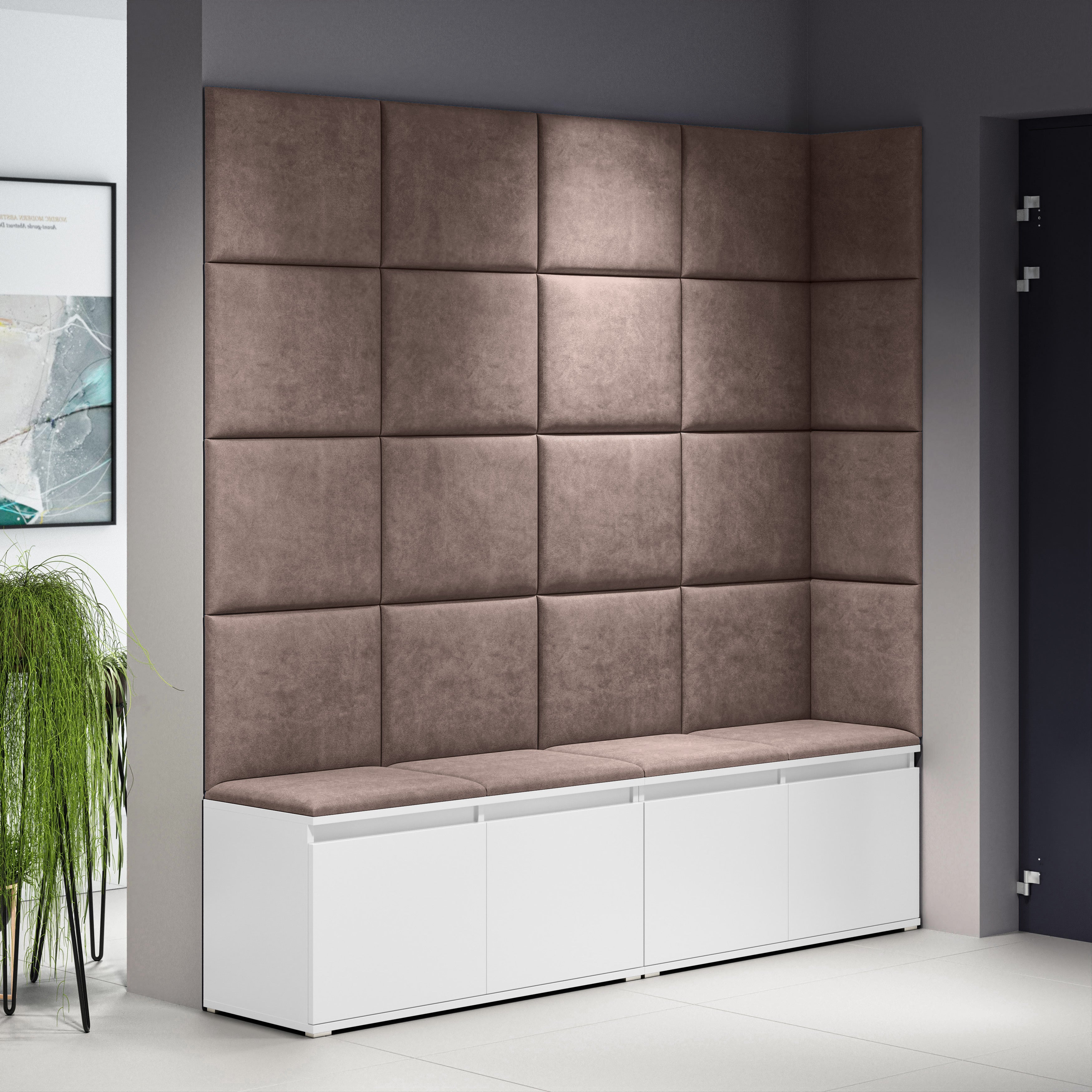 PK Emi 3 Hallway Wardrobe White - Upholstered Panels in Various Colours