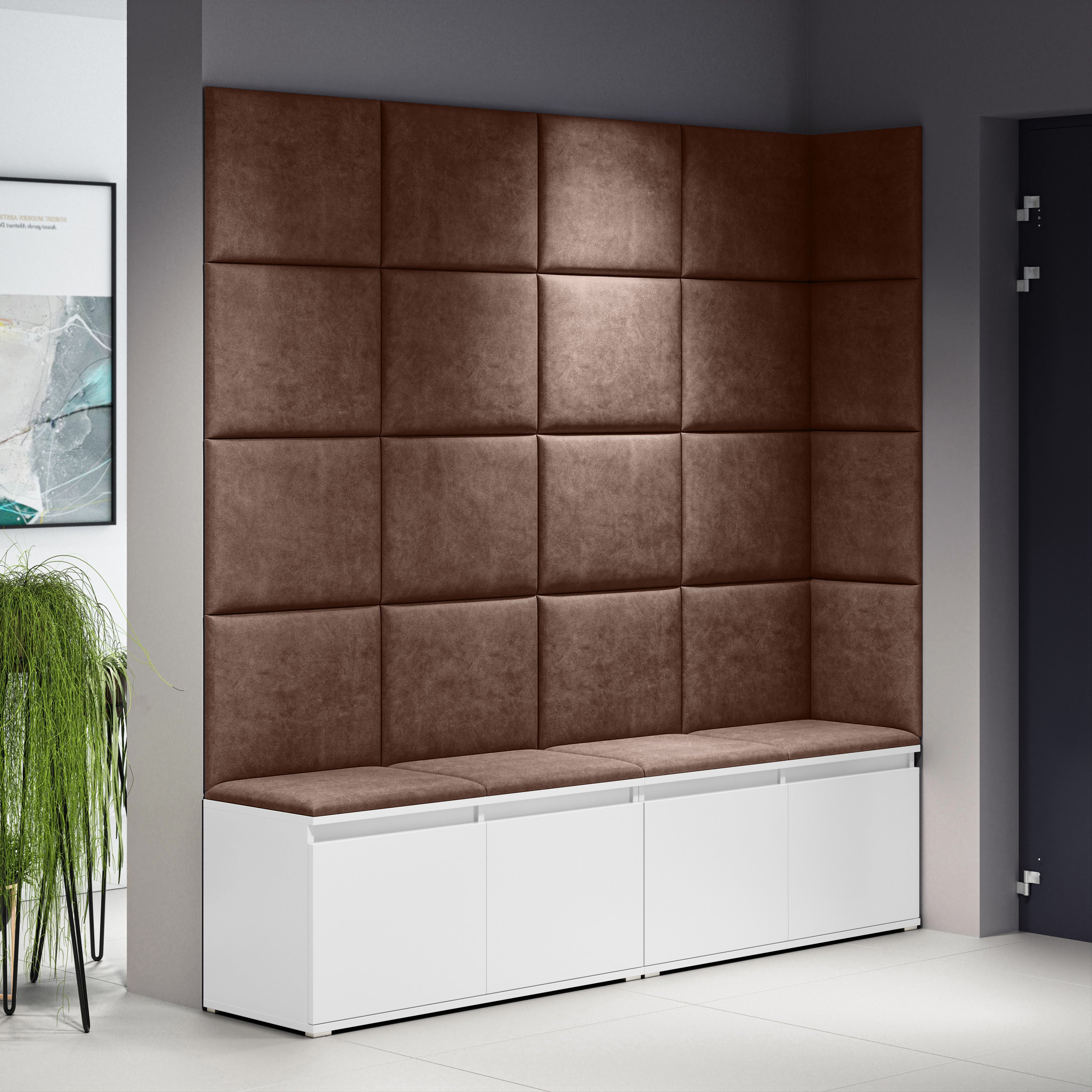 PK Emi 3 Hallway Wardrobe White - Upholstered Panels in Various Colours