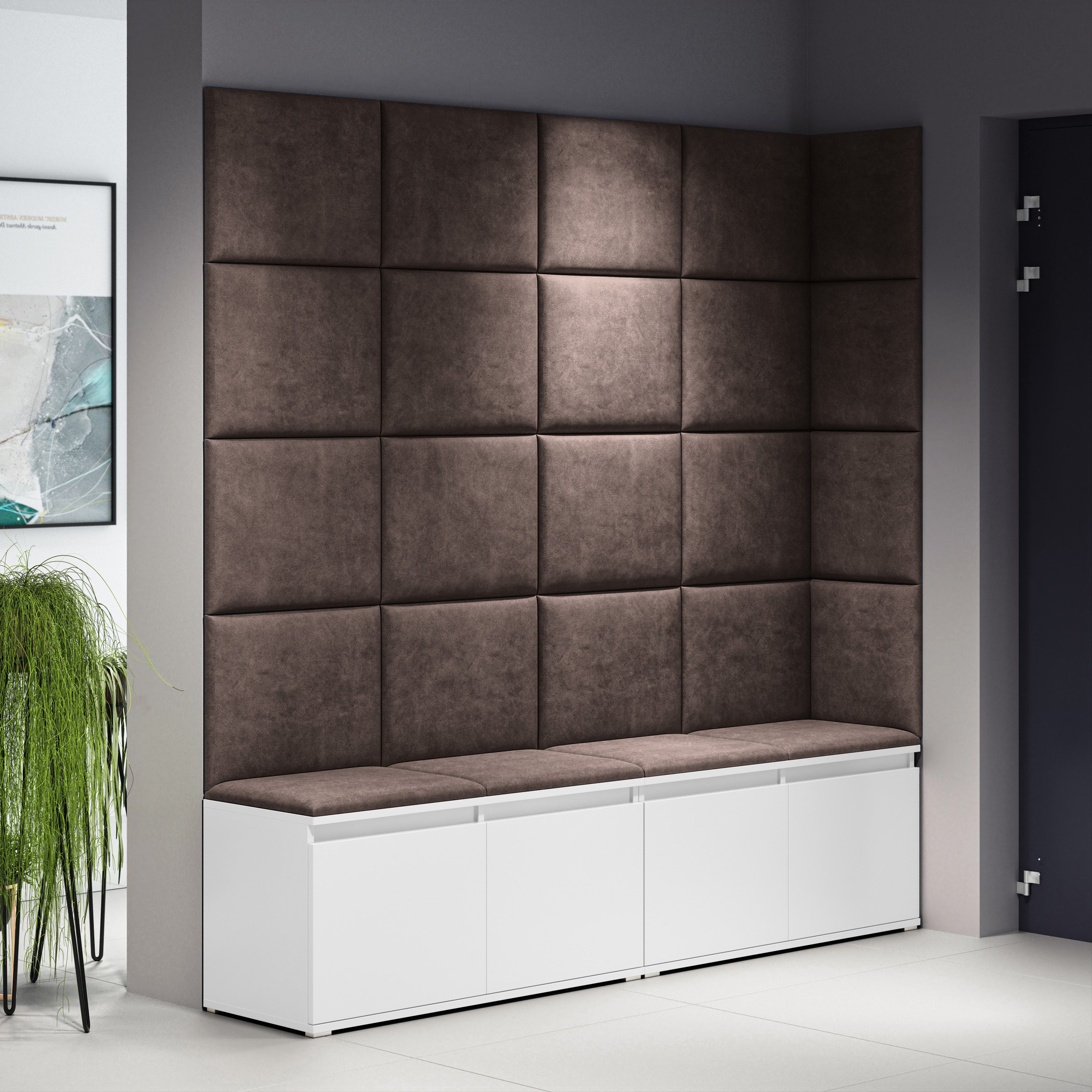 PK Emi 3 Hallway Wardrobe White - Upholstered Panels in Various Colours