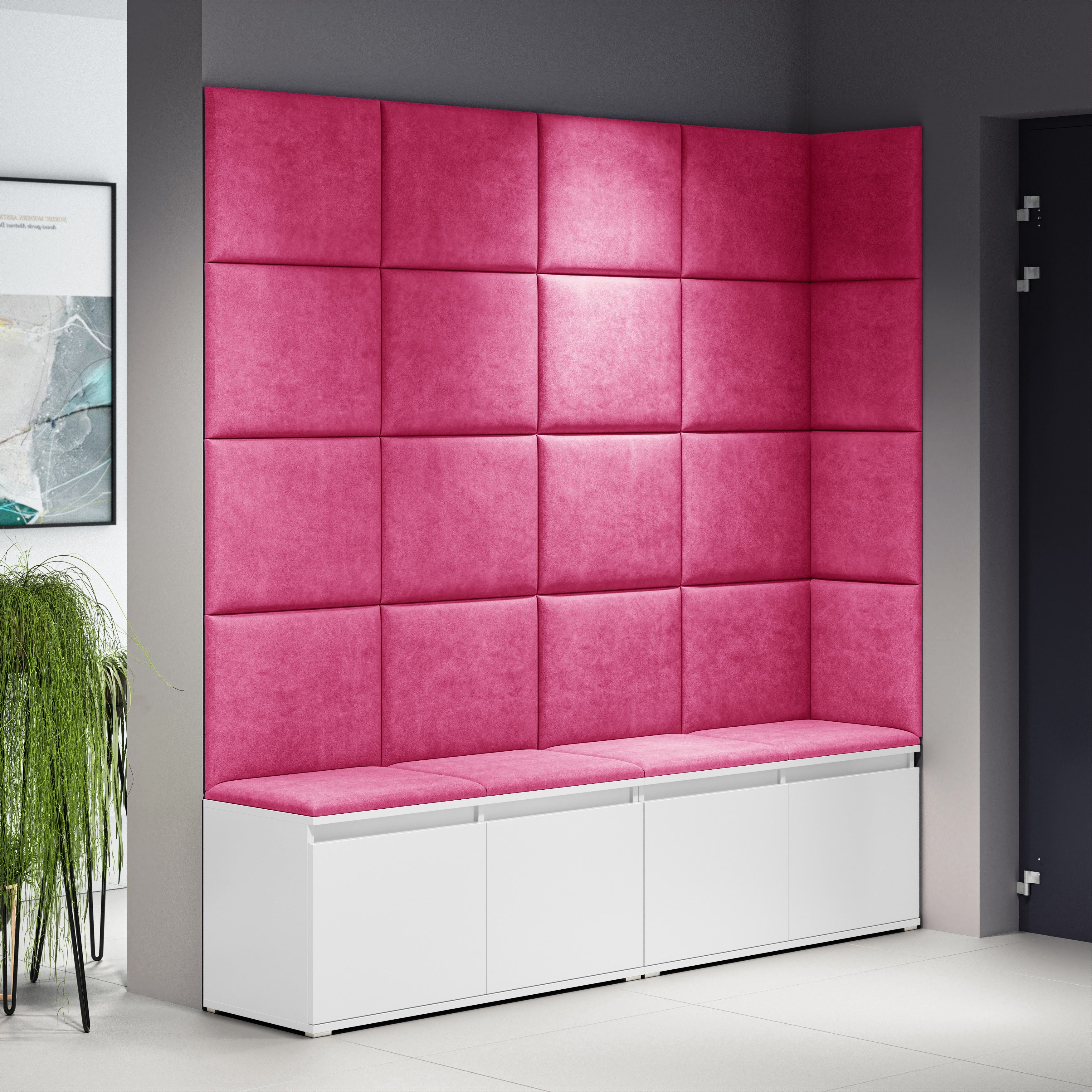 PK Emi 3 Hallway Wardrobe White - Upholstered Panels in Various Colours