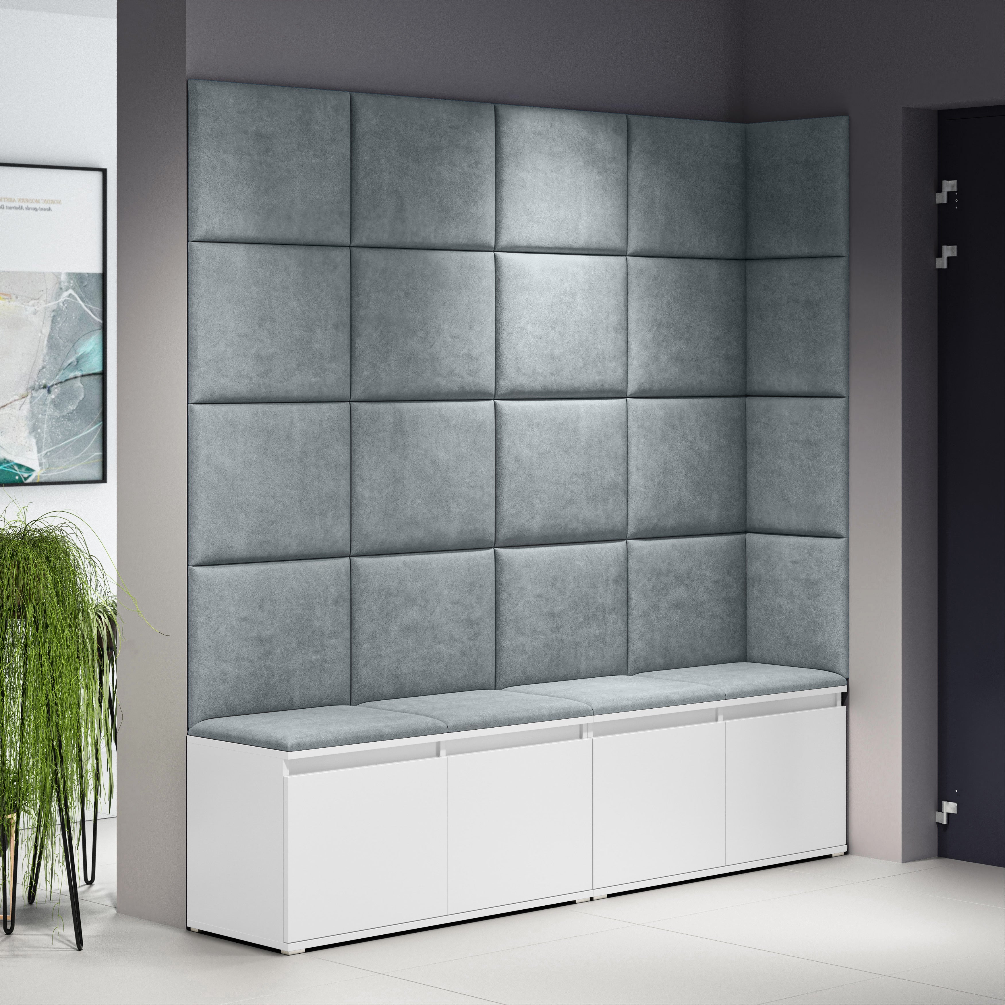 PK Emi 3 Hallway Wardrobe White - Upholstered Panels in Various Colours