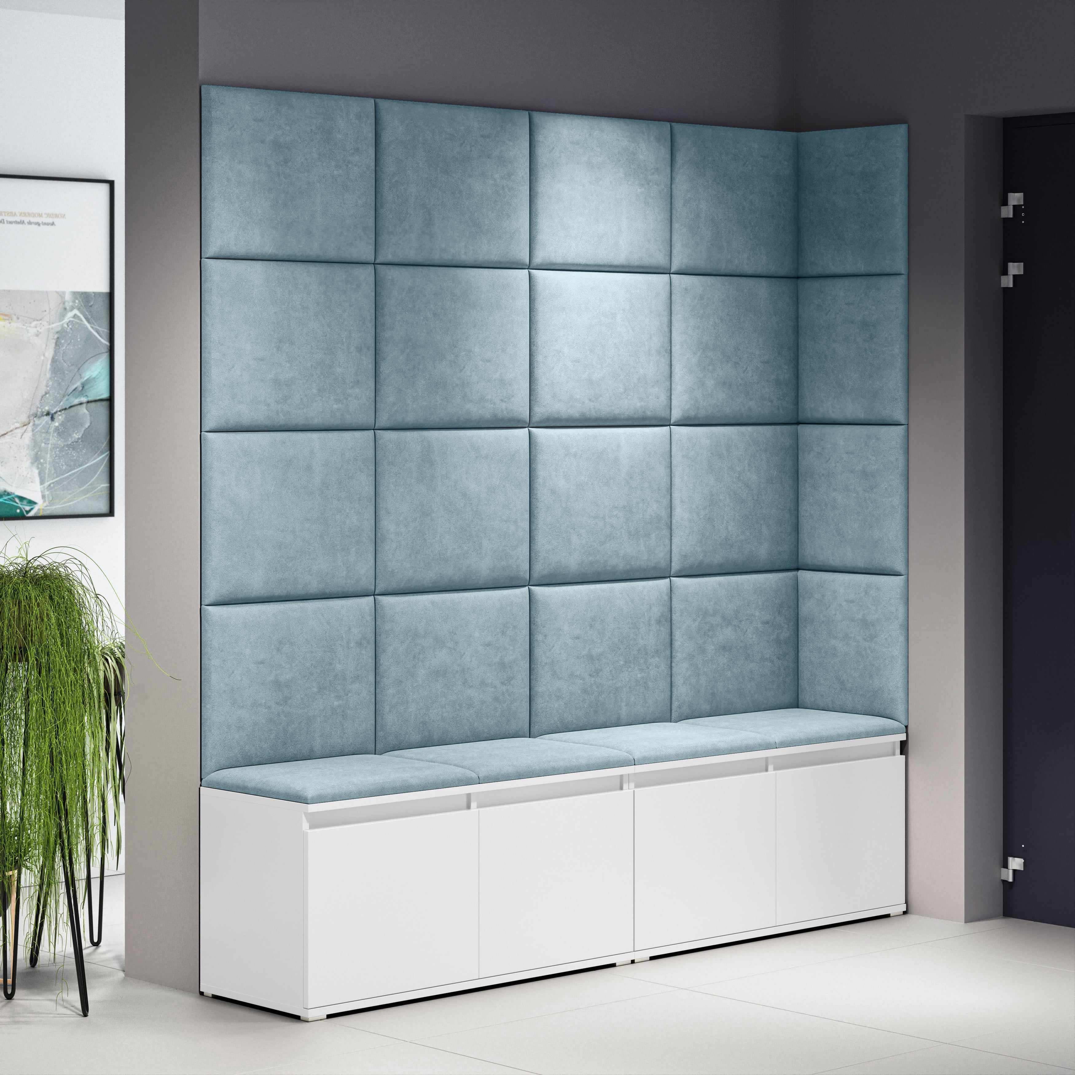 PK Emi 3 Hallway Wardrobe White - Upholstered Panels in Various Colours