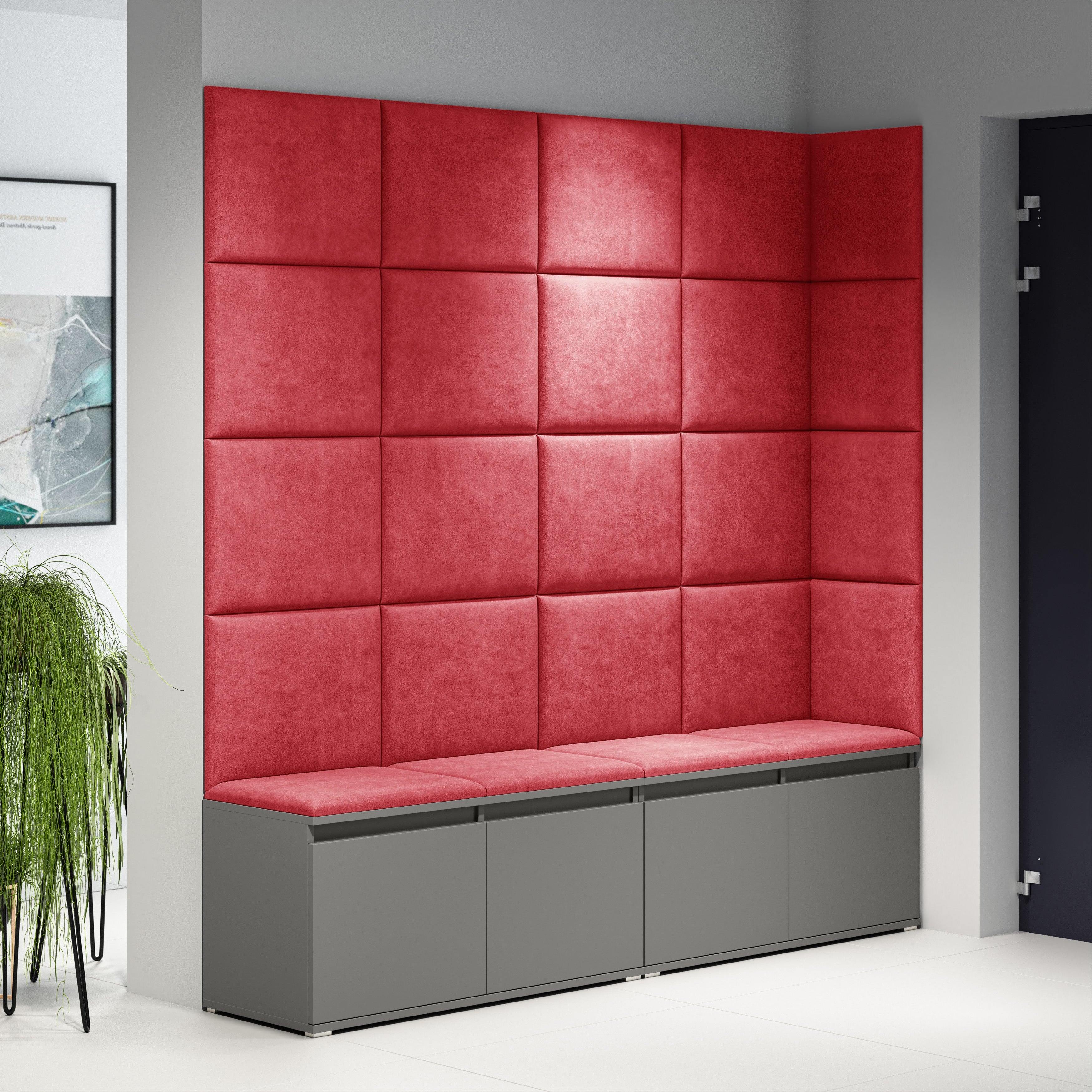 PK Emi 3 Flurgarderobe Graphit - Polsterpaneele in verschiedenen Farben