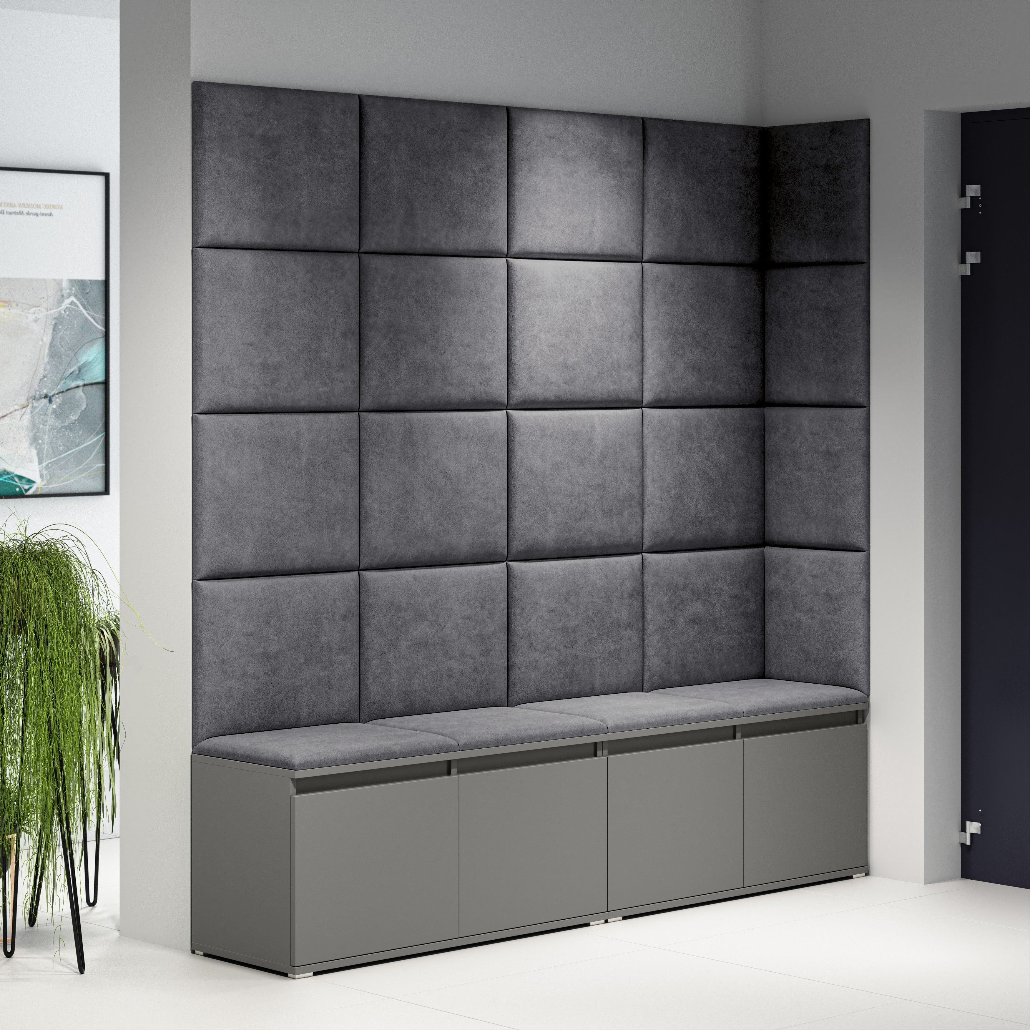 PK Emi 3 Flurgarderobe Graphit - Polsterpaneele in verschiedenen Farben