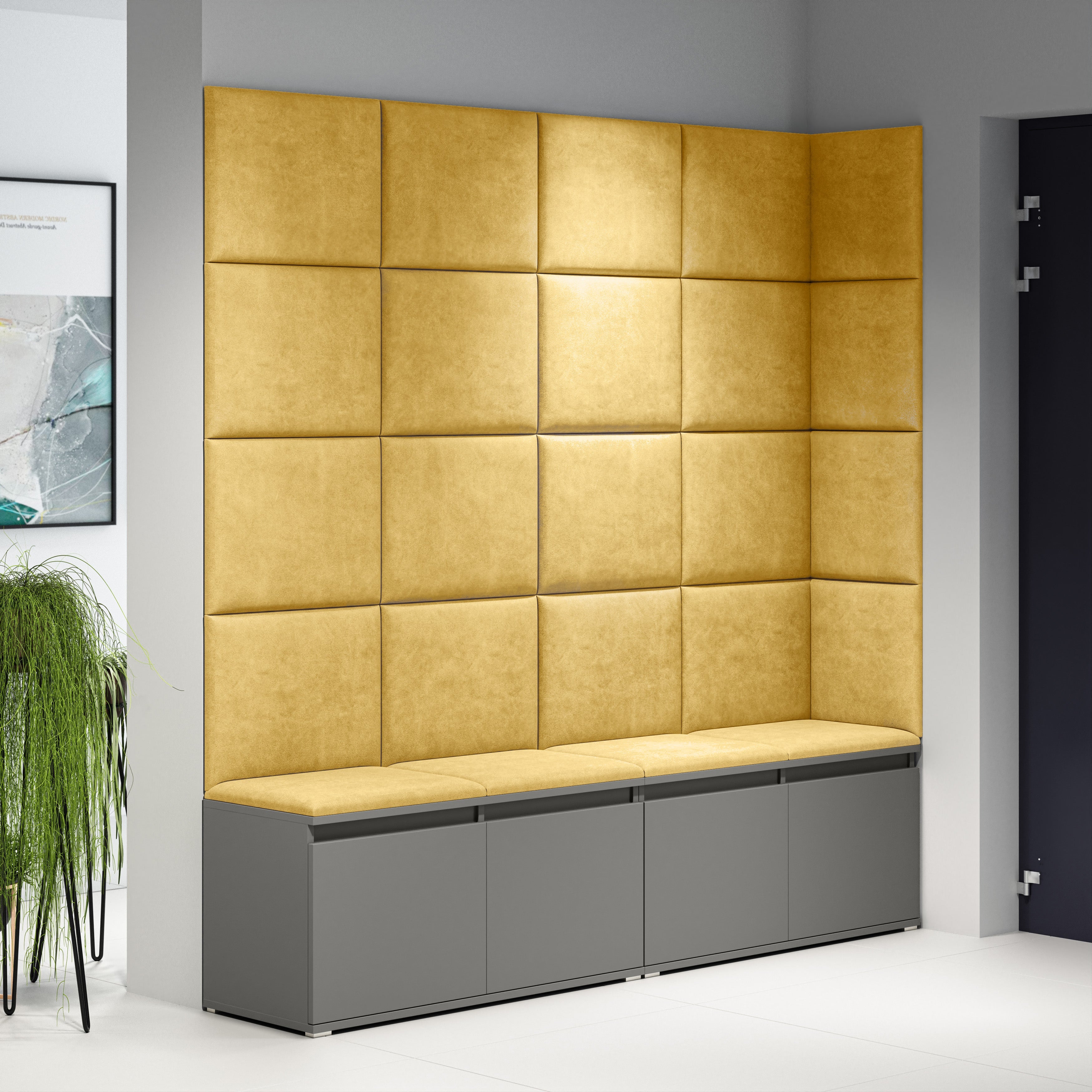 PK Emi 3 Flurgarderobe Graphit - Polsterpaneele in verschiedenen Farben