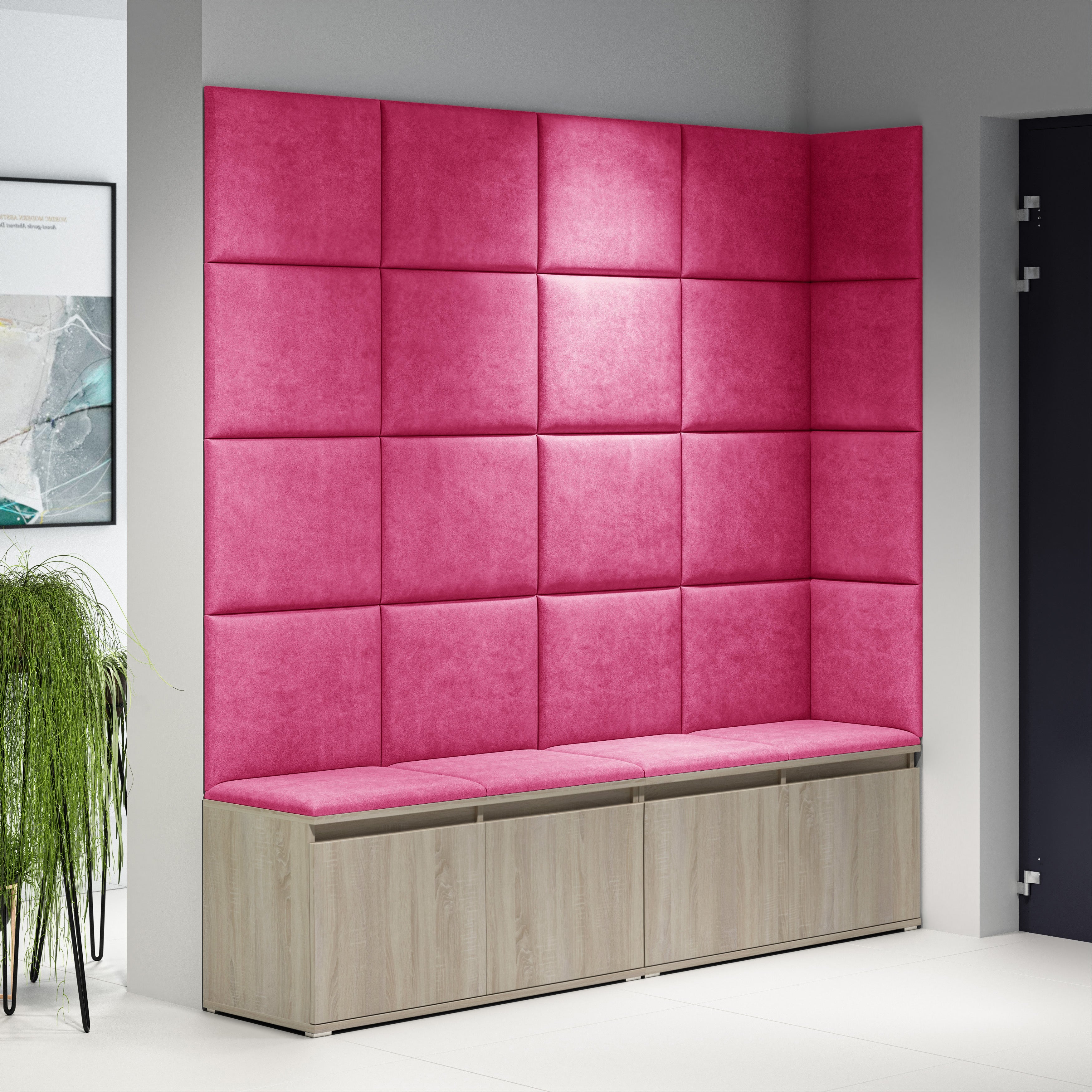 PK Emi 3 Hallway Wardrobe Sonoma Oak - Upholstered Panels in Various Colours