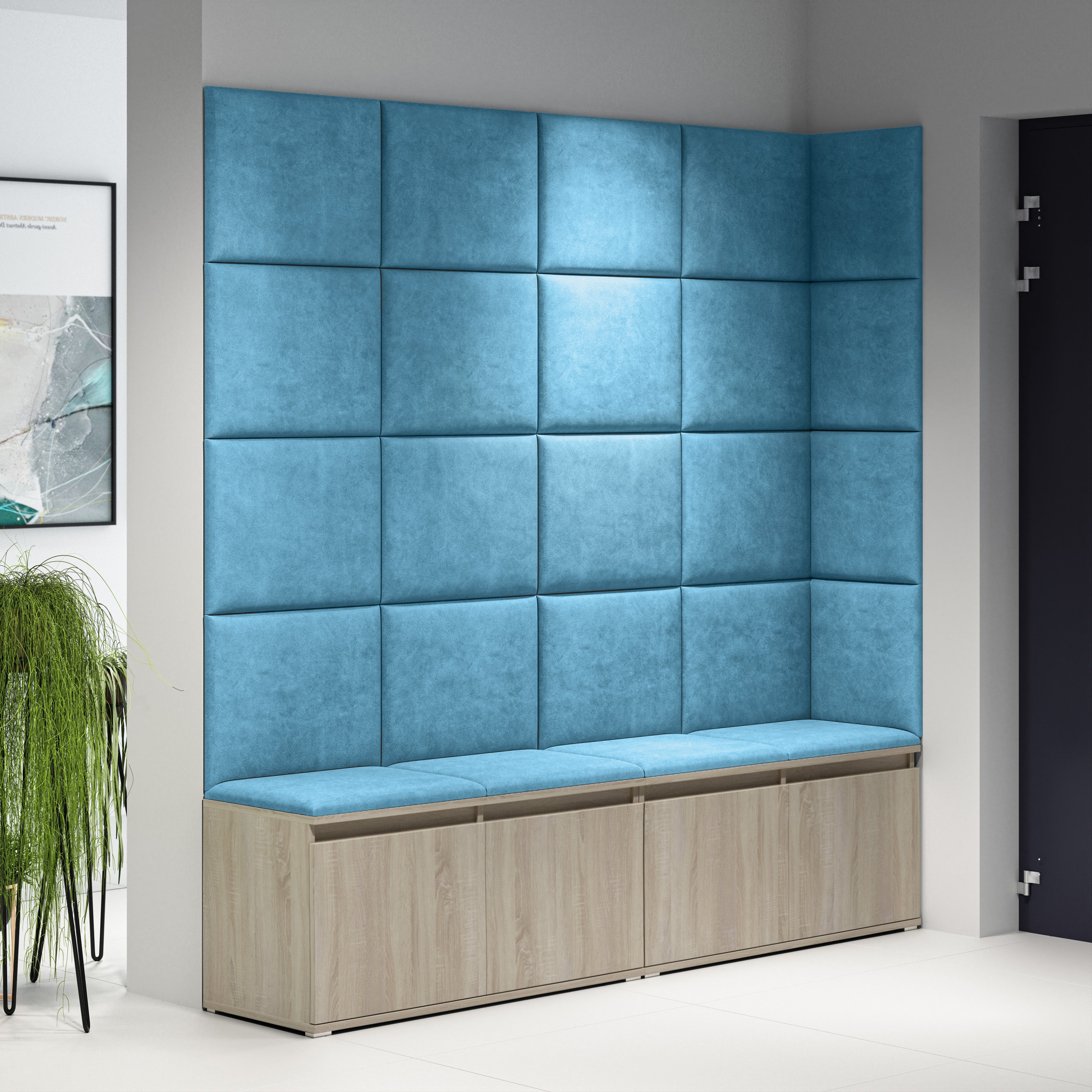 PK Emi 3 Hallway Wardrobe Sonoma Oak - Upholstered Panels in Various Colours