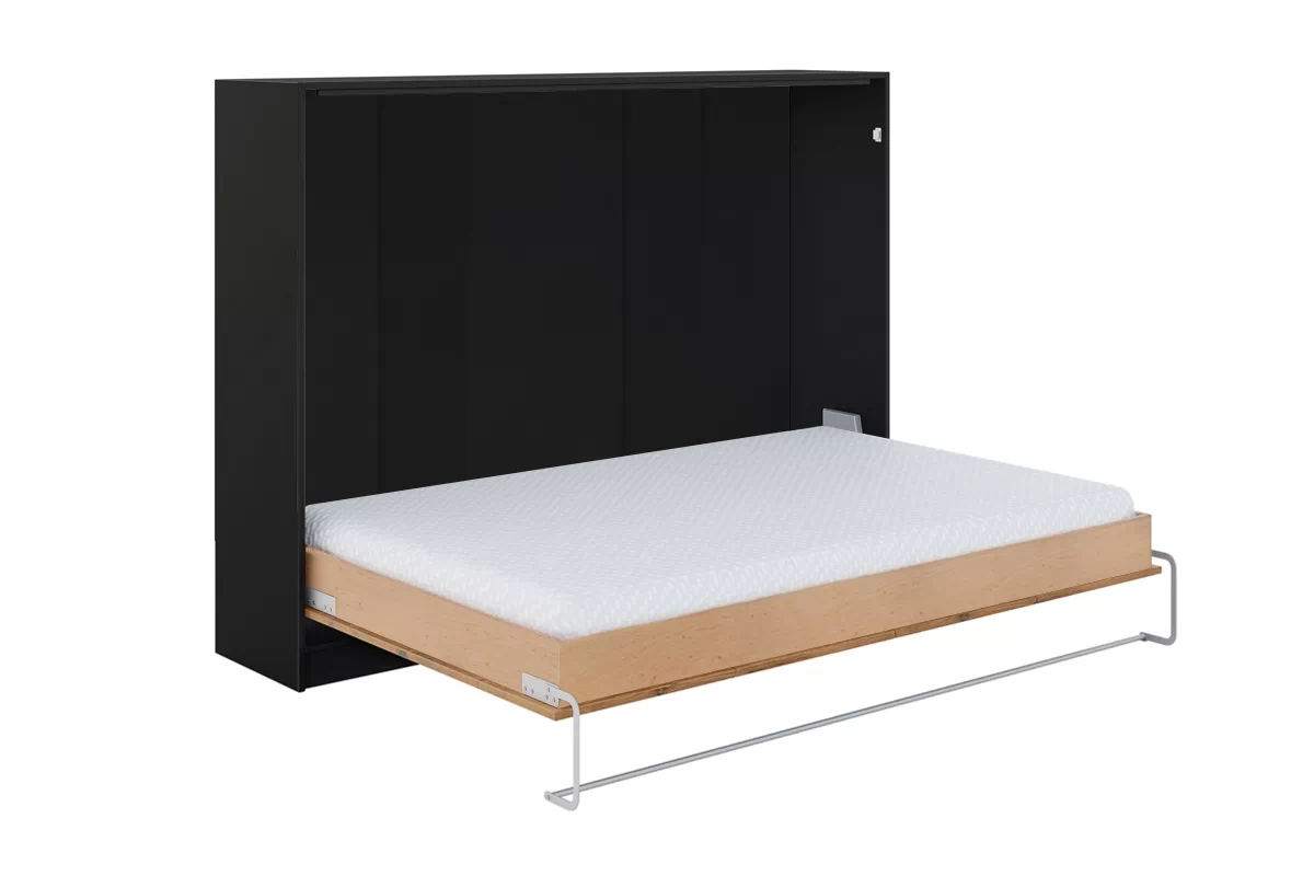 NE Schrankbett Horizontal Schwarz und Lancelot Eiche 90,120 oder 140 x 200 cm