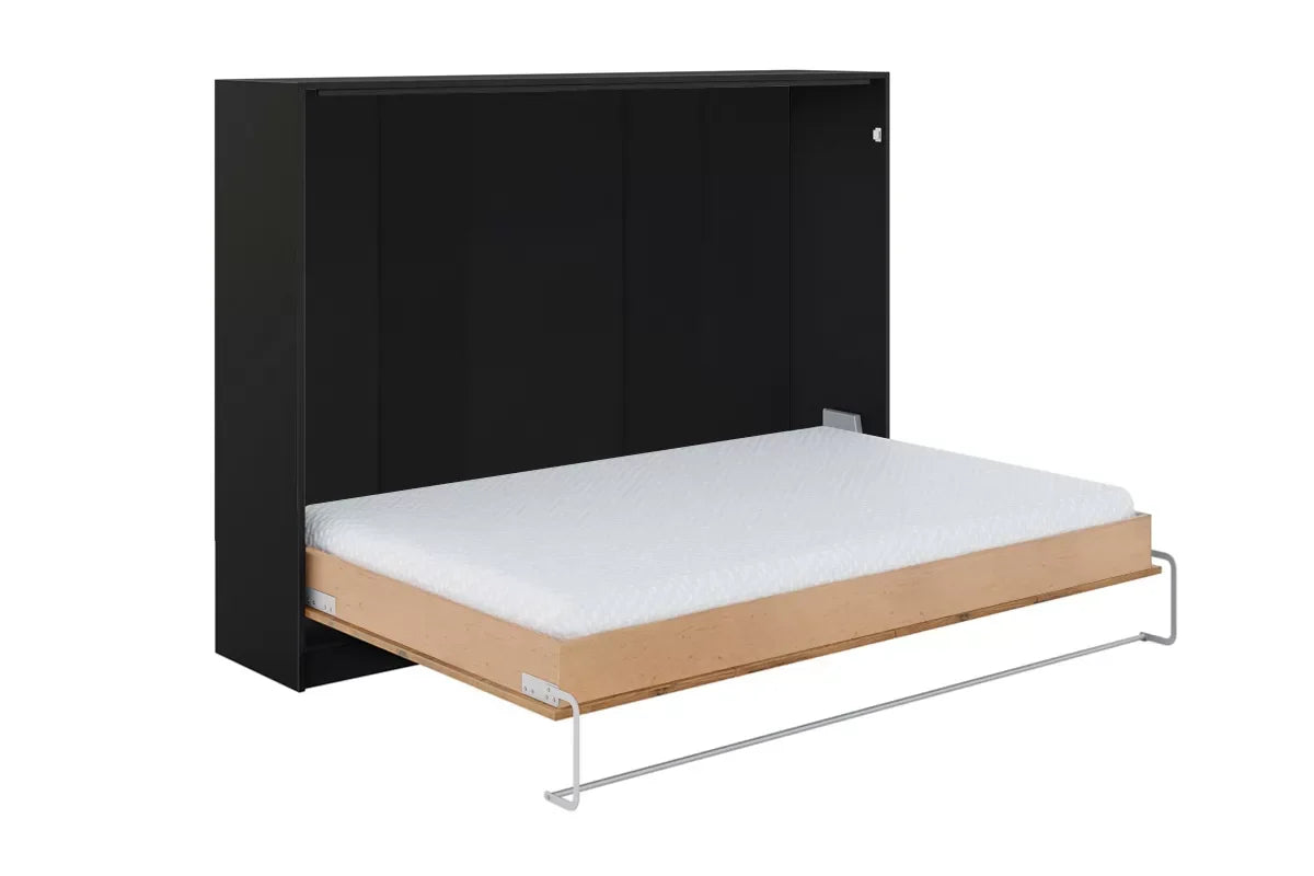 Individualisierbares Schrankbett Horizontal Basic Möbelset Schwarz und Lancelot Eiche 90, 120, 140 x 200 cm