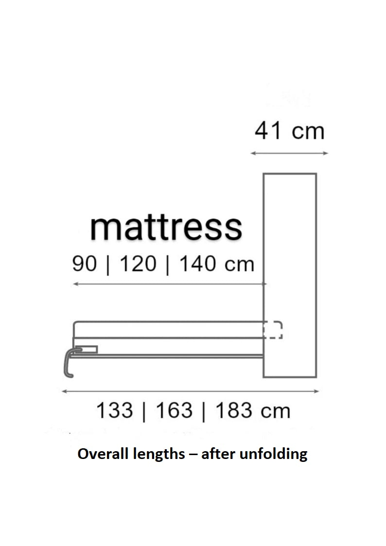 NE Schrankbett Horizontal Mattweiß 90,120 oder 140 x 200 cm