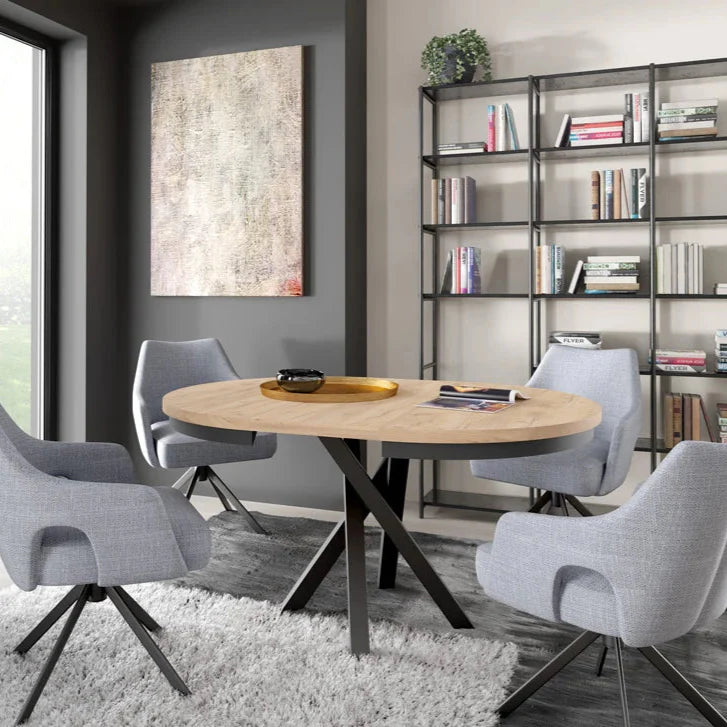 Round Extendable Dining Table Redpak Raven with Metal Ring (100/140) Craft Gold