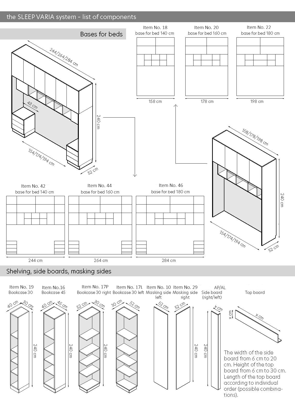 SLEEP VARIA Customizable Bedroom Build-in System with Nightstands – Oiled Oak / White Gloss