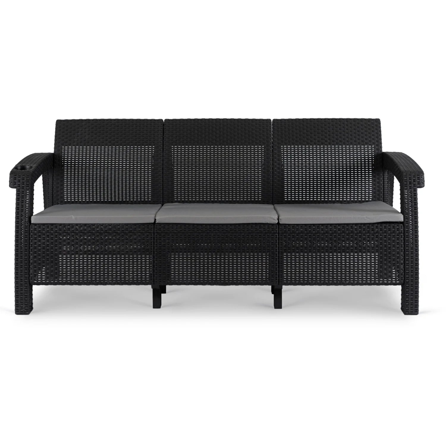 Elite FLINT Outdoor-Sofa – Schwarzes Technorattan