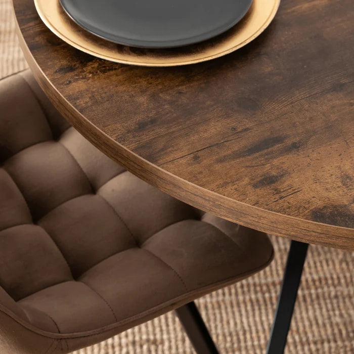 Elite LUKAS Round Extendable Dining Table 100–250 cm Rustic Oak Modern Loft