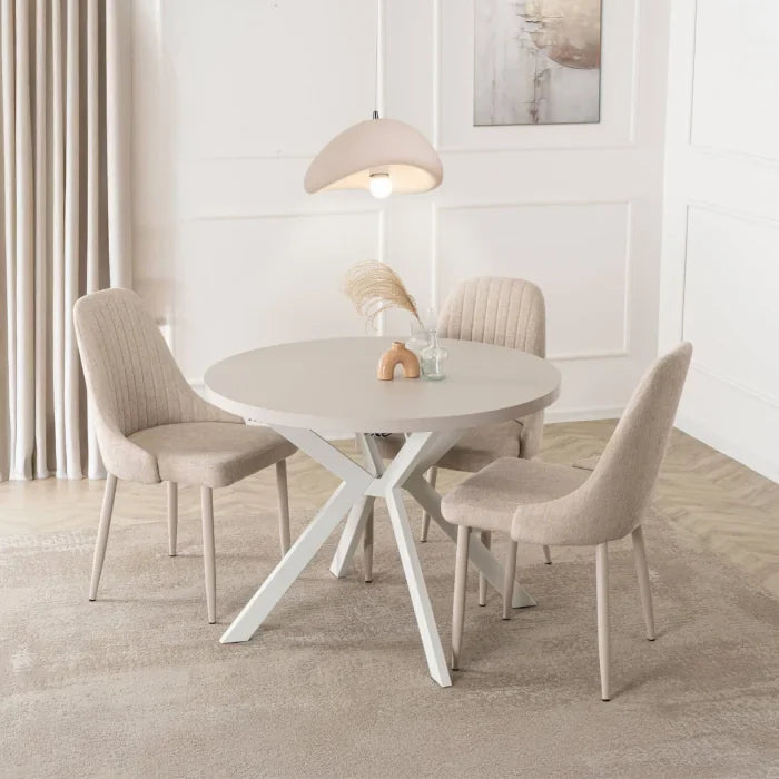 Elite LUKAS Round Extendable Dining Table 100–250 cm Cashmere/White Modern