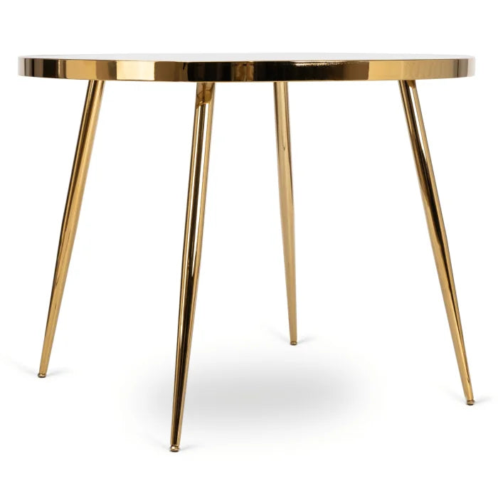 Elite TINGA 100 cm Round Dining Table – Grey Marble/Gold