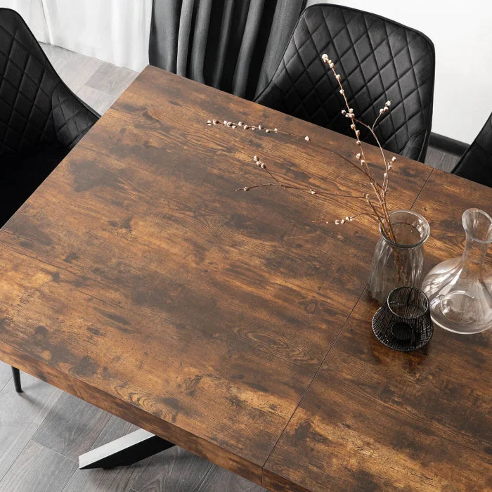 Elite HAMPTON Ausziehbarer rechteckiger Esstisch 160–240 cm Rustikale Eiche / Schwarz Modern Loft