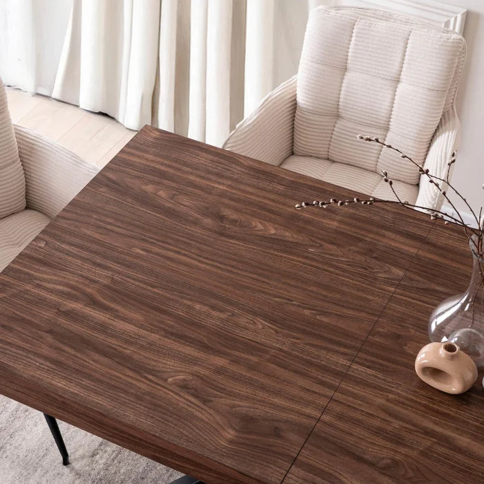 Elite HAMPTON Ausziehbarer rechteckiger Esstisch 160–240 cm Walnuss / Schwarz Modern Loft