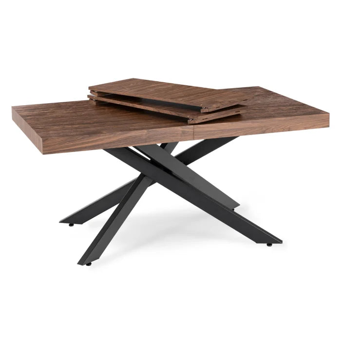 Elite HAMPTON Ausziehbarer rechteckiger Esstisch 160–240 cm Walnuss / Schwarz Modern Loft