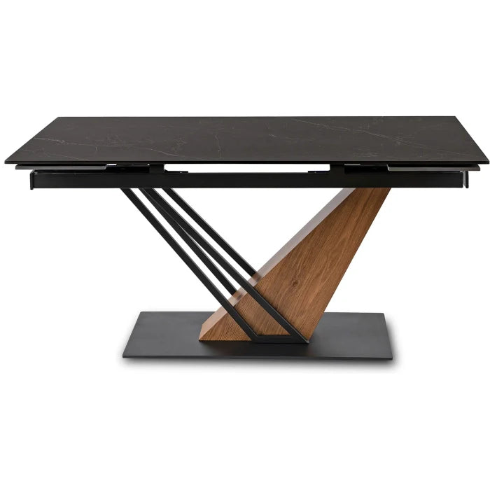 Elite REX Extendable Rectangular Dining Table 160–220 cm Ceramic Black Marble/Walnut Modern Loft