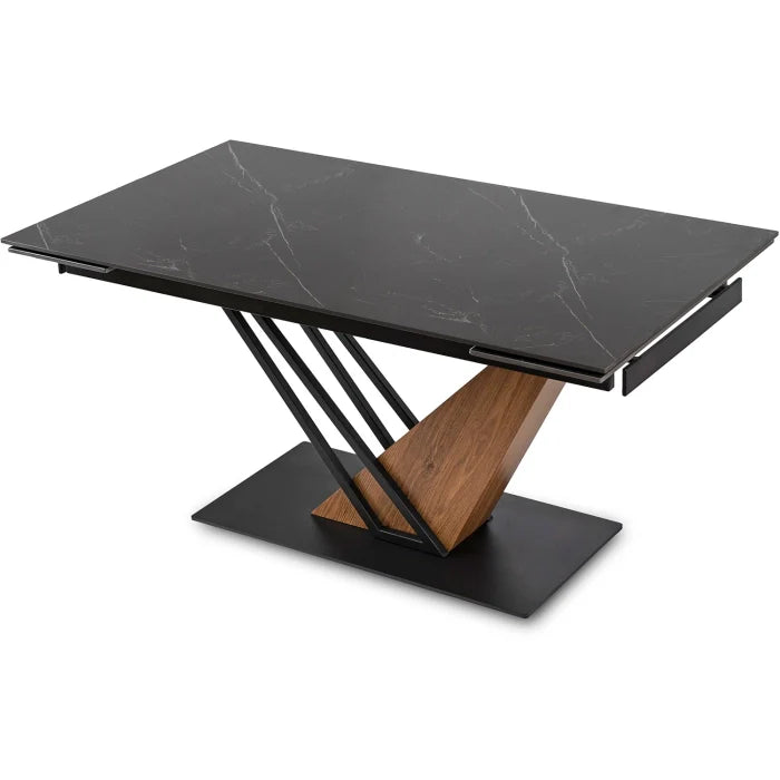 Elite REX Extendable Rectangular Dining Table 160–220 cm Ceramic Black Marble/Walnut Modern Loft