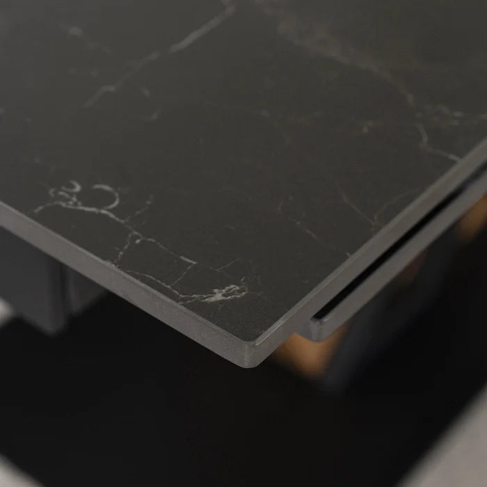 Elite REX Extendable Rectangular Dining Table 160–220 cm Ceramic Black Marble/Walnut Modern Loft